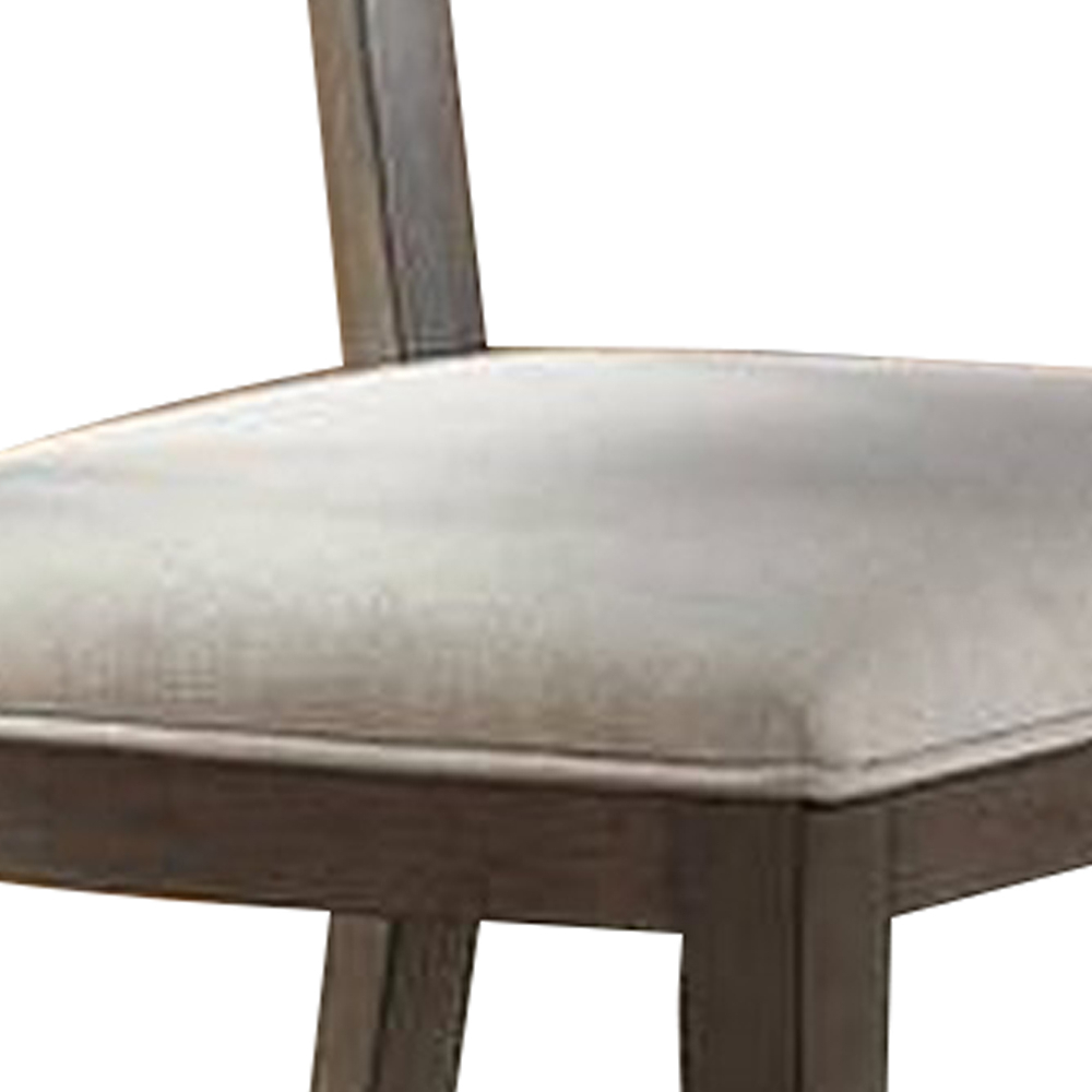Side Chair With Padded Seat And Curved Panel Back, Set Of 2, Beige- Saltoro Sherpi