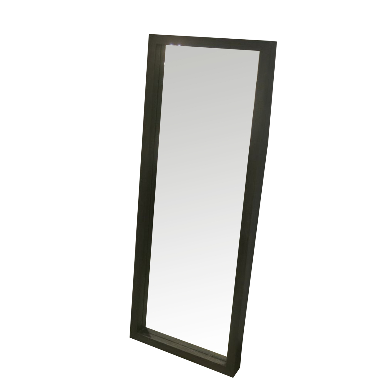 Jose 72 Inch Floor Mirror With Solid Acacia Wood Frame, Weathered Dark Gray- Saltoro Sherpi