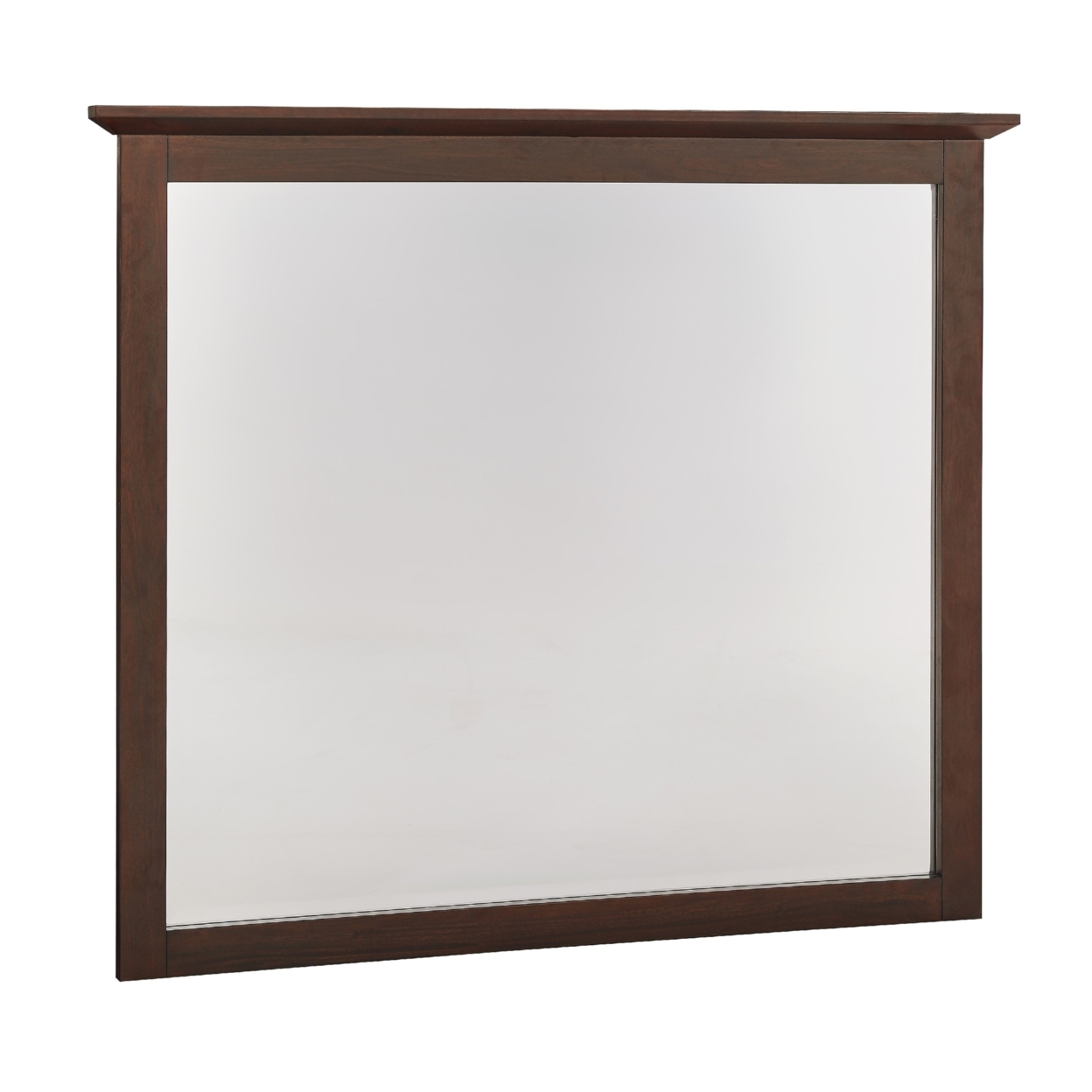 Neo Solid Mahogany Wood Dresser Mirror, Beveled Trim Top, Dark Brown- Saltoro Sherpi