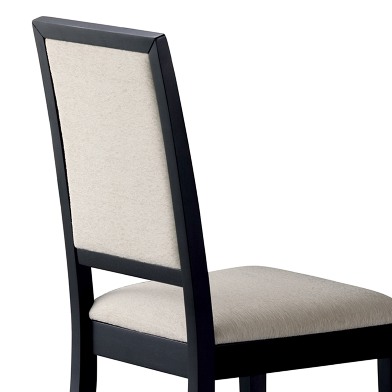 Wooden Dining Side Chair With Cream Upholstered Seat And Back, Black, Set Of 2- Saltoro Sherpi