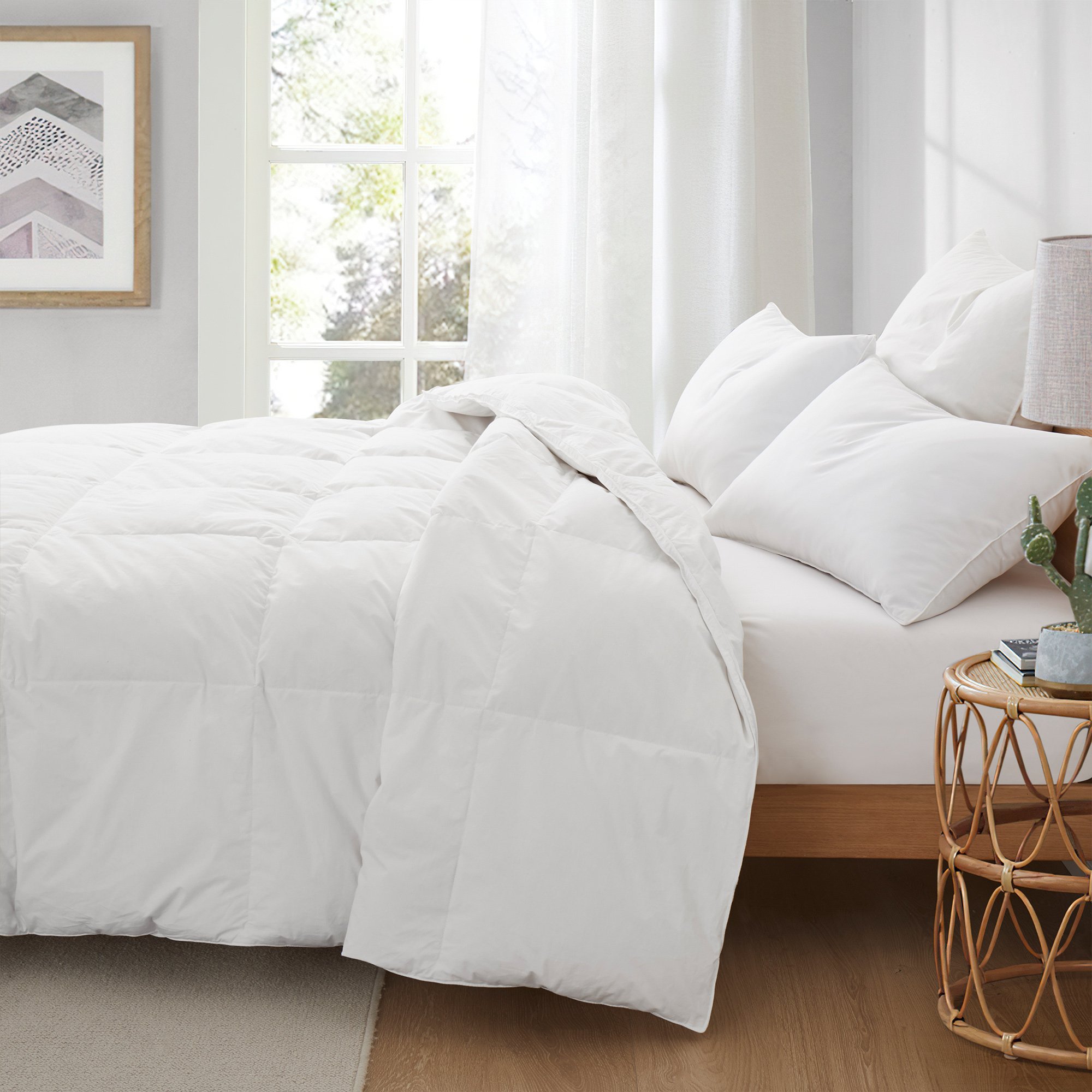 All Season White Goose Down And UltraFeather Comforter, Down Comforter King, Full And Twin Size - White, Twin
