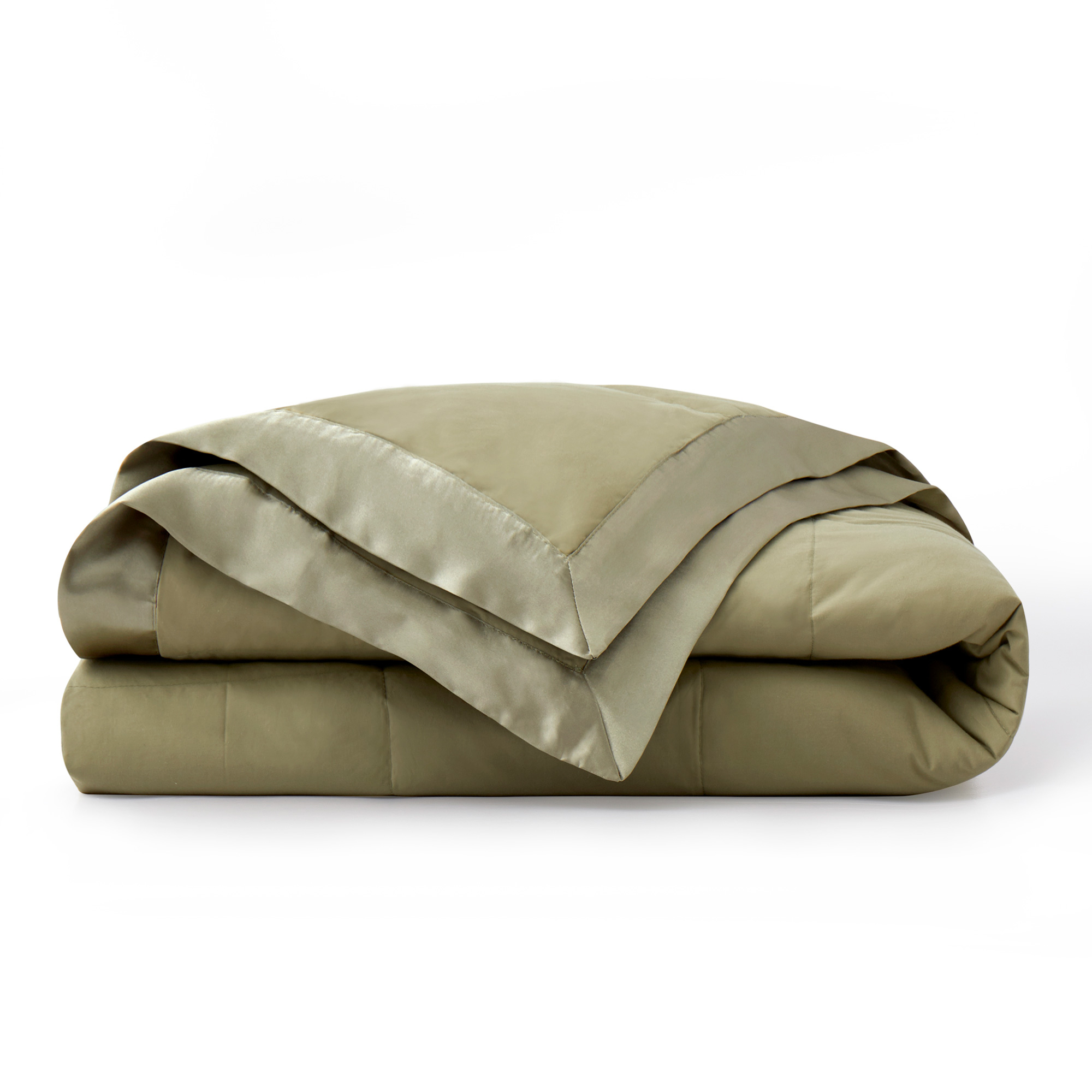 Puredown Light Weight Down Blanket, Cotton Cover, Satin Weave - Green, Full/Queen