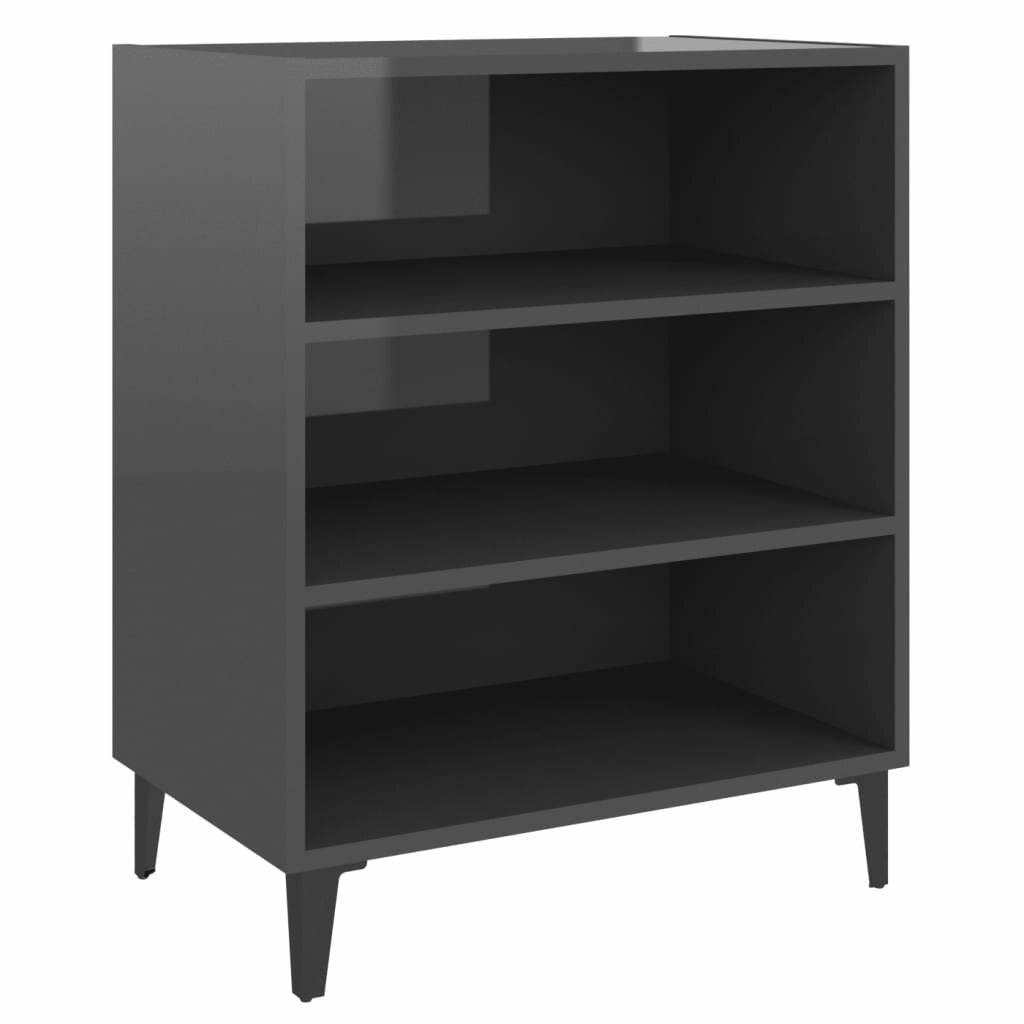 3 Shelves Metal Storage Cabinet with Metal Legs Sideboard Chipboard