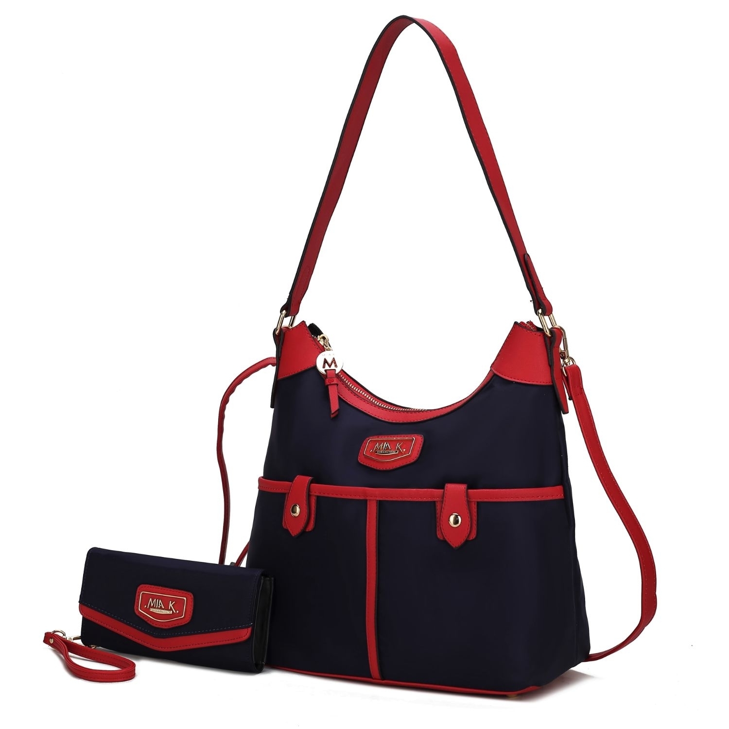 MKF Collection Harper Nylon Hobo Shoulder Handbag With Matching Wallet By Mia K- 2 Pieces - Navy