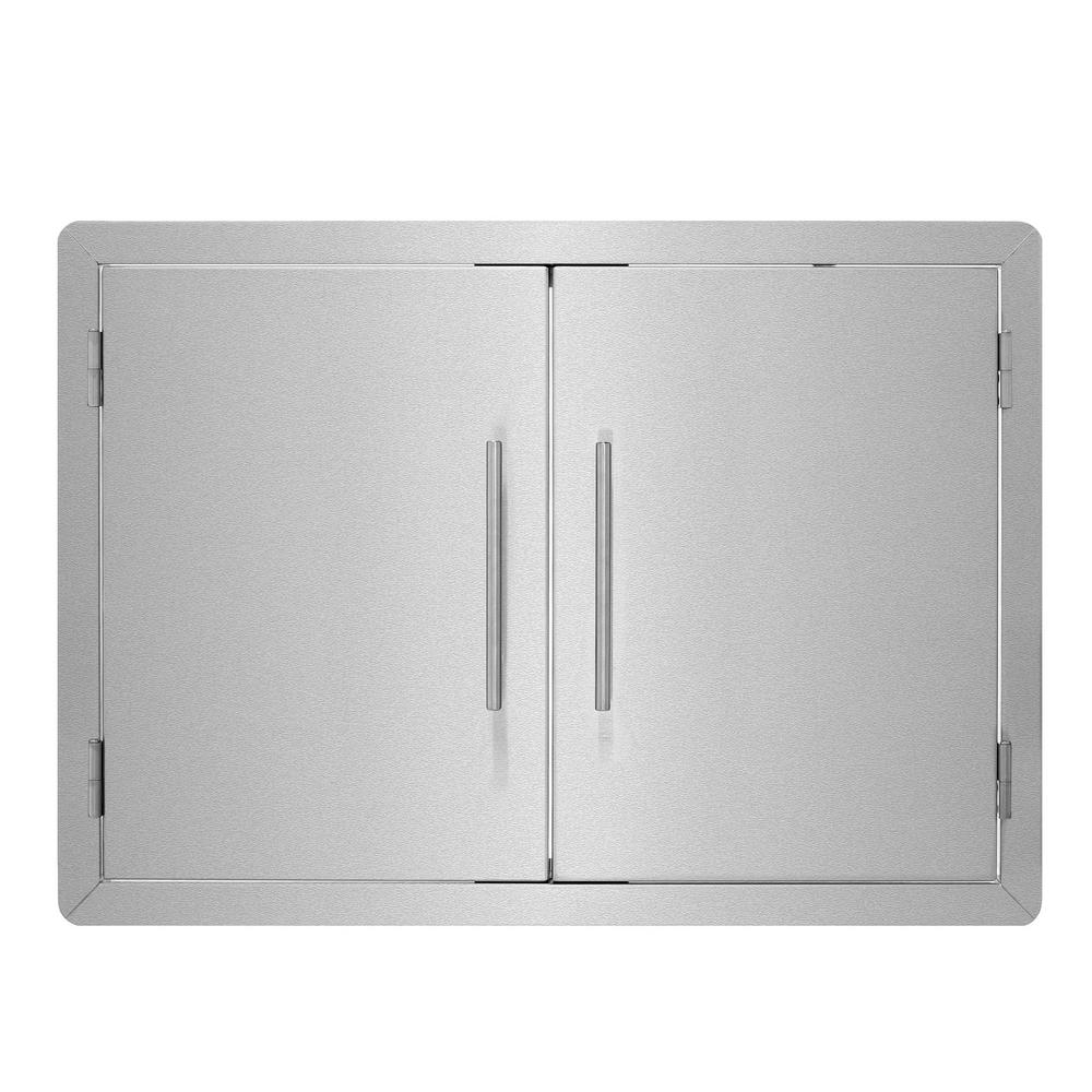 AdirHome 30 in. Stainless Steel Double Face BBQ Grill Double Access Door Panel with Towel Holder