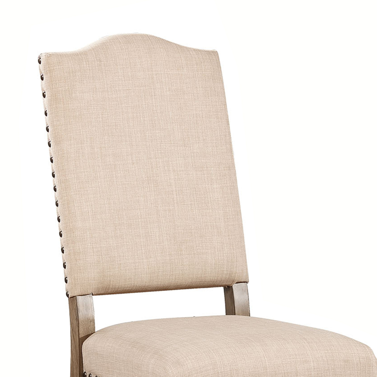 Fabric Upholstered Solid Wood Side Chair, Pack Of Two, Beige And Brown- Saltoro Sherpi