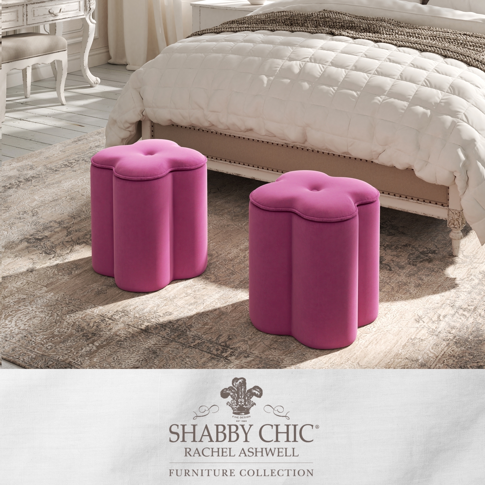 Brandt Ottoman-Upholstered-Single Tuft-Decorative Piping - fuchsia - pink
