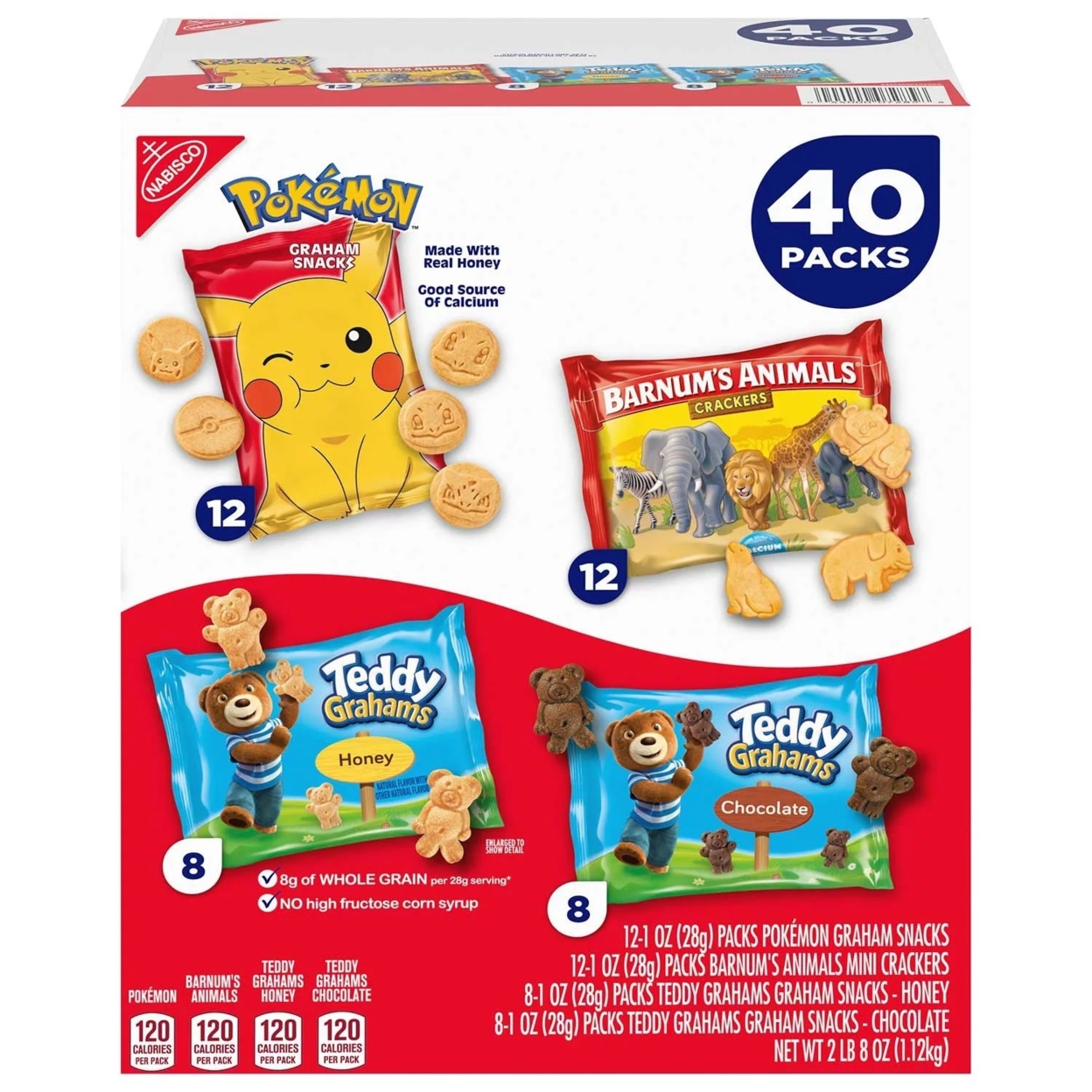 Pokemon, Honey & Chocolate Teddy Grahams, Barnums Animal Crackers (40 Count)