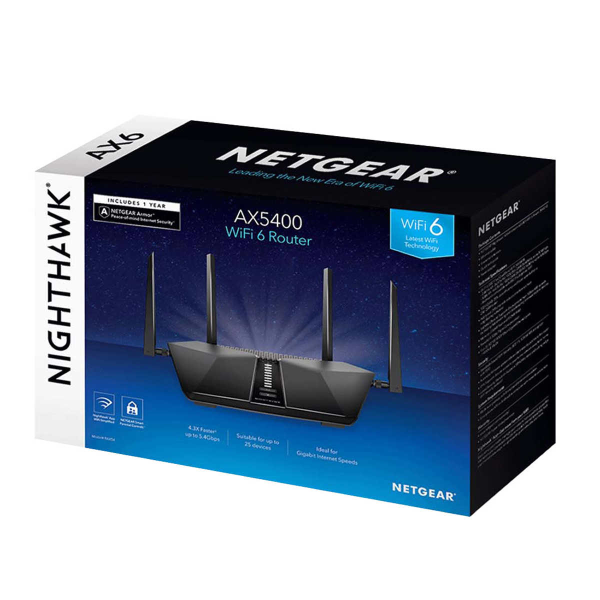 NETGEAR – Nighthawk AX5400 WiFi 6 Router, One Year Advanced Cyber Security
