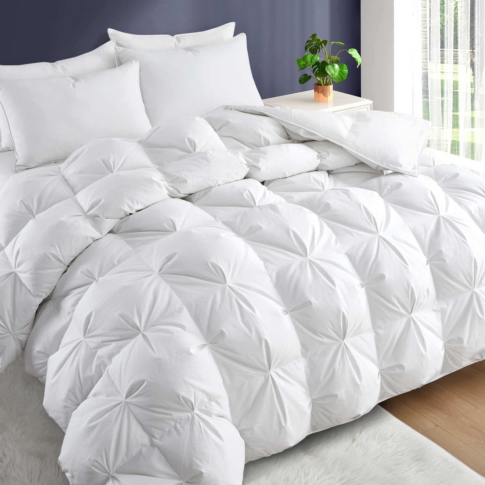 Luxury 800 Fill Power White Goose Down Winter Comforter-Extra Warm Super Soft Heavy Weight Comforter - White, Twin