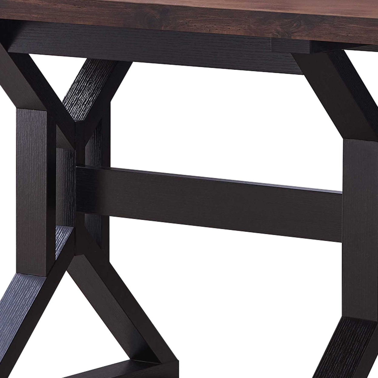 Two Toned Rectangular Wooden Dining Table With X Shaped Trestle Base, Black And Brown- Saltoro Sherpi