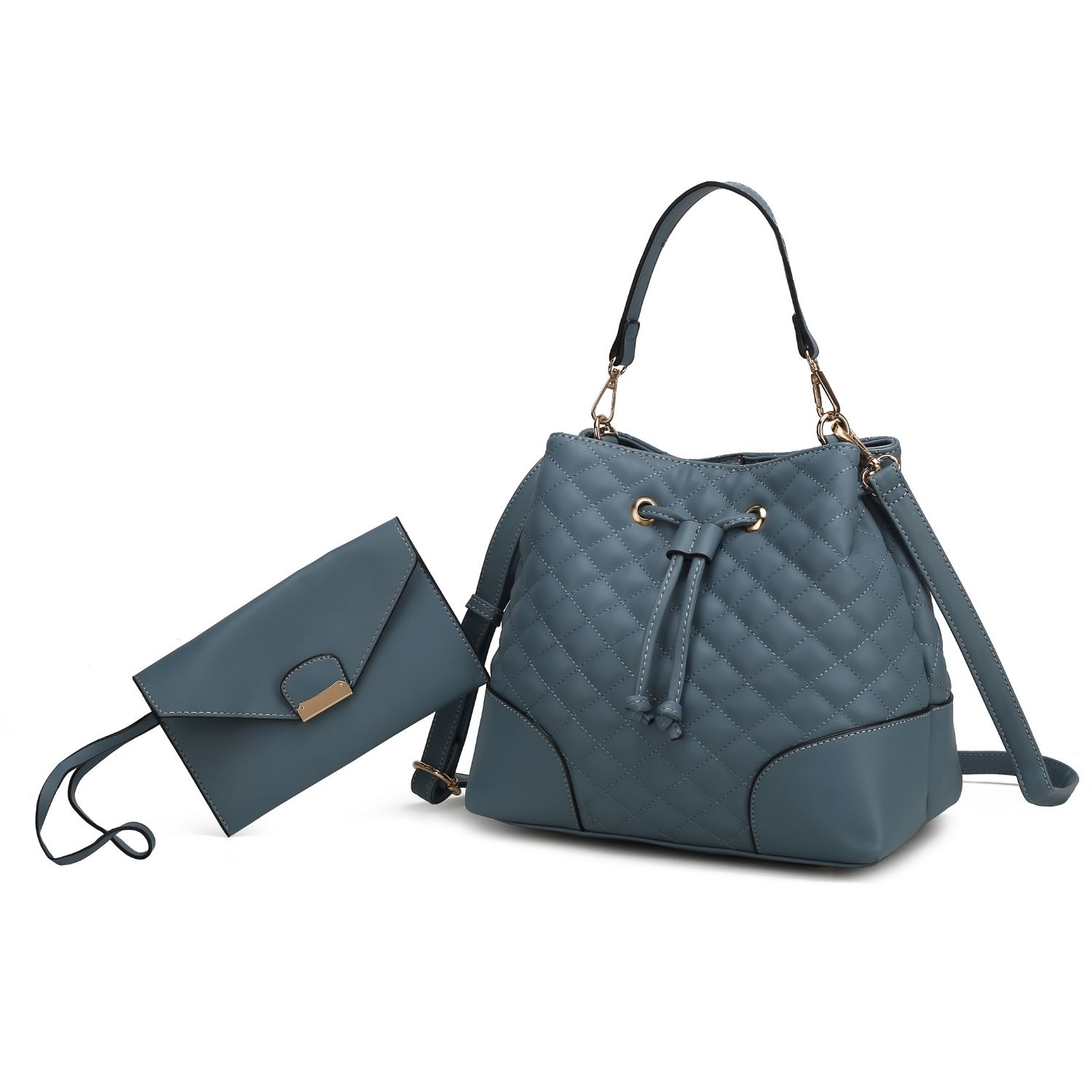 MKF Collection Wendy Bucket Handbag With Wristlet By Mia K 2 Pieces - Black