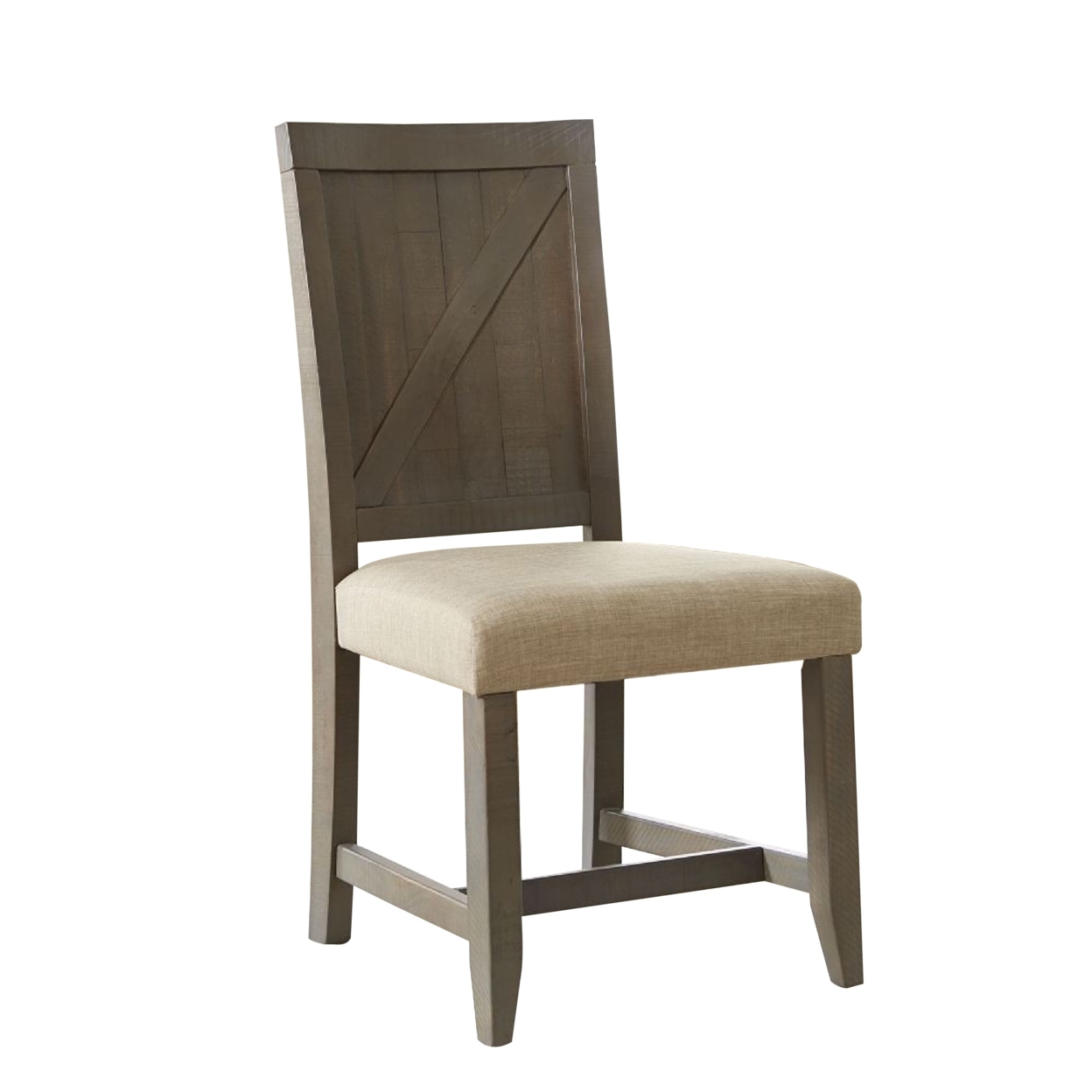 Cher 40 Inch Upholstered Beige Dining Chair, Plank Wood Back, Set Of 2- Saltoro Sherpi