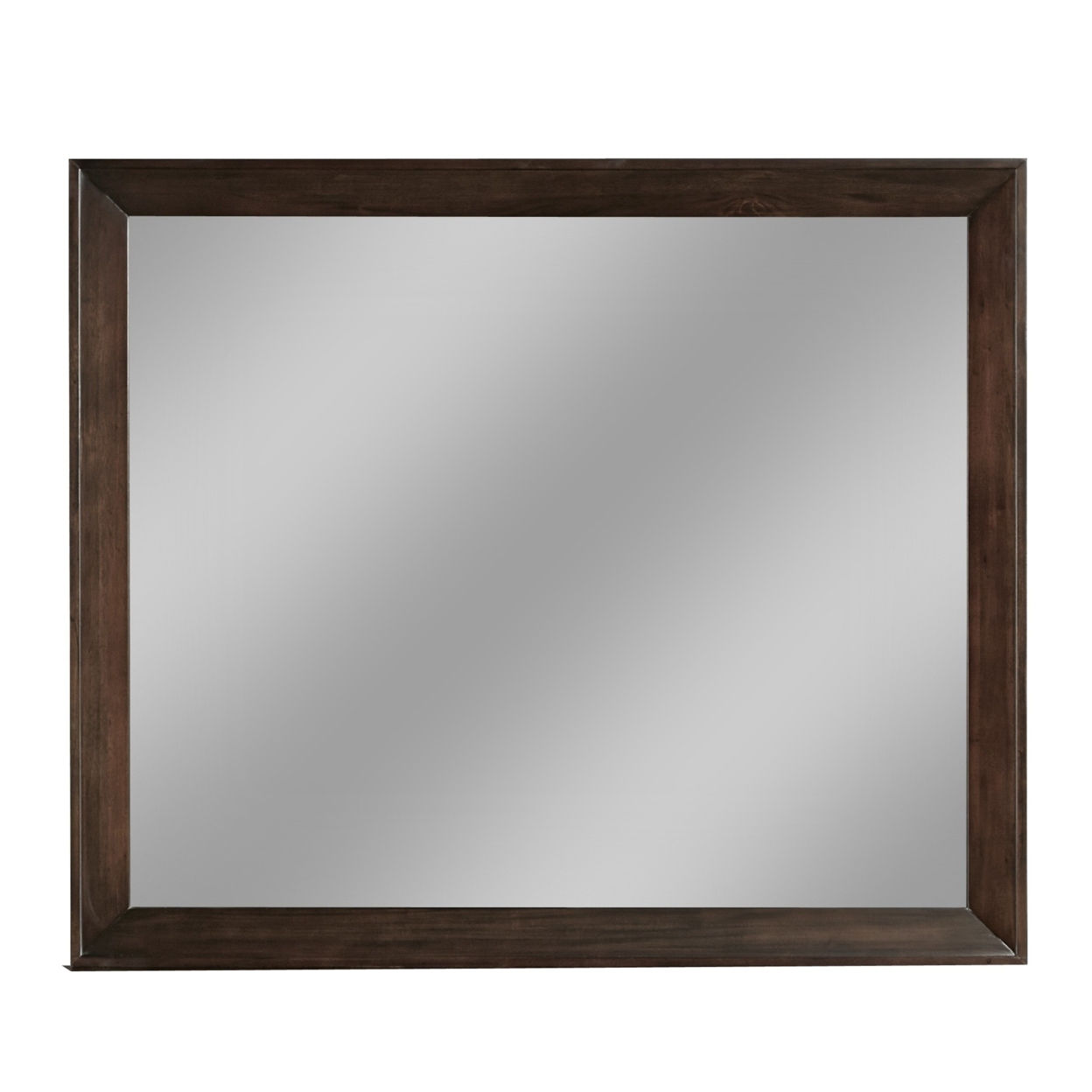 Steve 51 Inch Modern Rectangular Wall Mirror, Glossy Pine Wood Frame, Brown- Saltoro Sherpi
