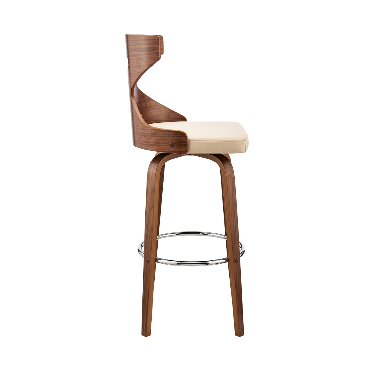 Swivel Barstool With Curved Wooden X Back, Cream And Brown- Saltoro Sherpi