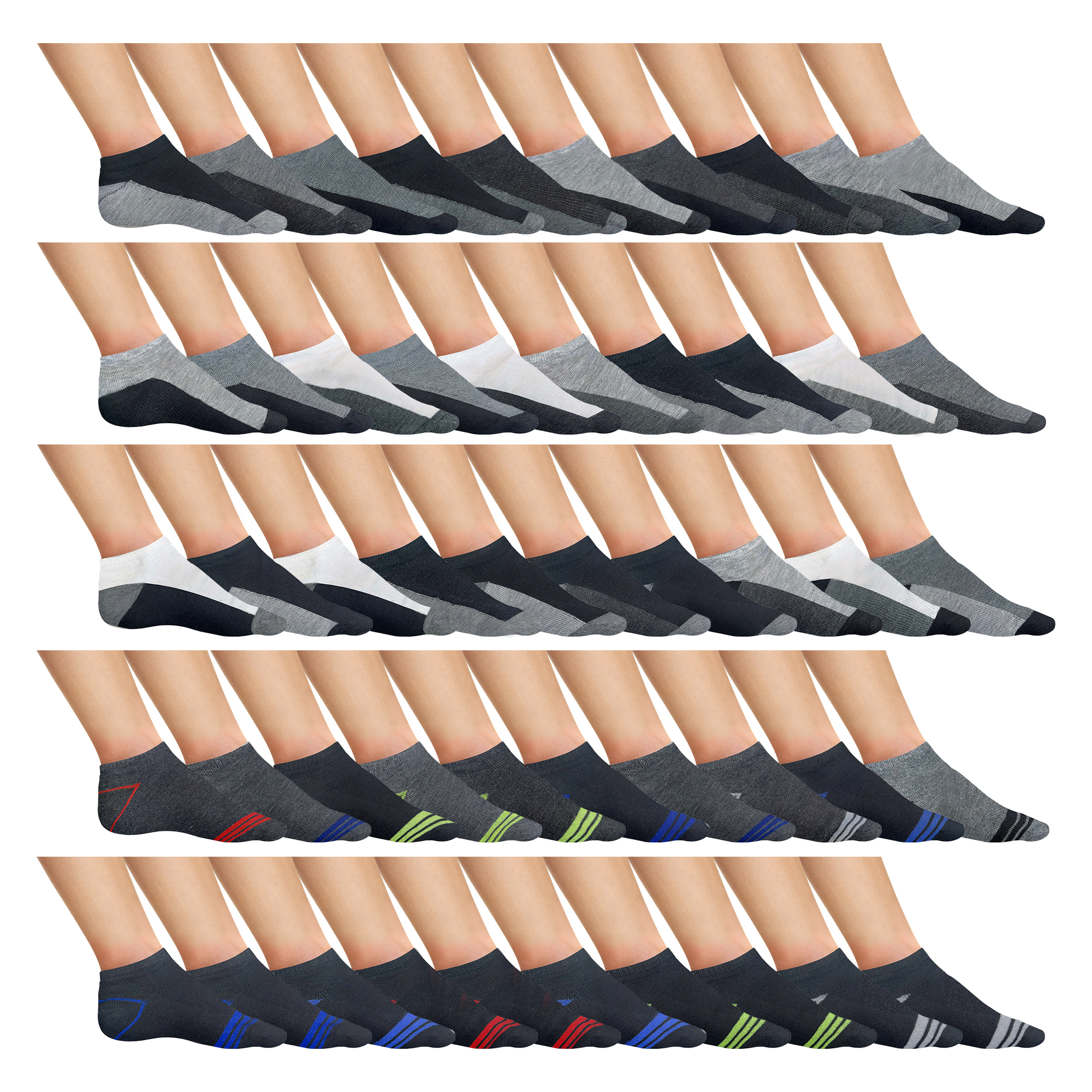 20 Pairs: Men's Moisture-Wicking Athletic Socks
