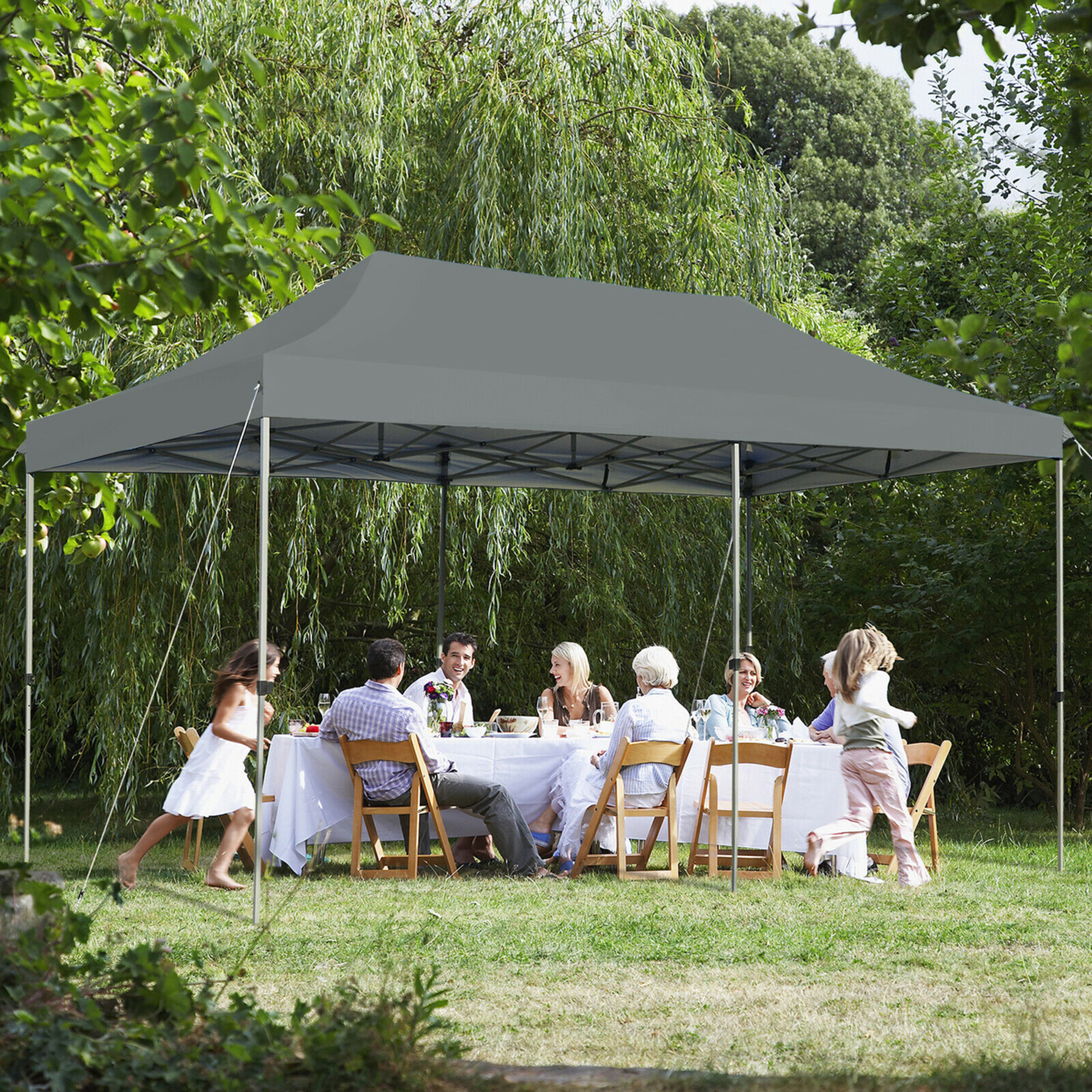 10'x20' Pop Up Canopy Tent Folding Heavy Duty Sun Shelter Adjustable W/Bag - Blue