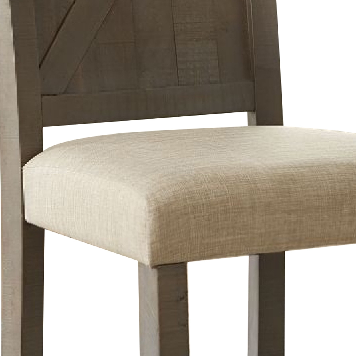 Cher 40 Inch Upholstered Beige Dining Chair, Plank Wood Back, Set Of 2- Saltoro Sherpi