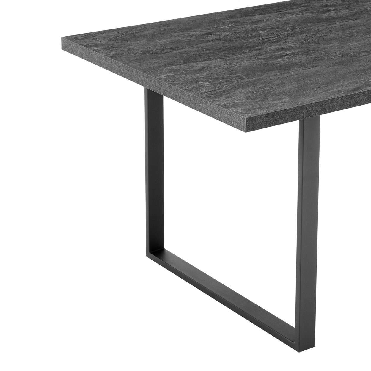 Dining Table With Wooden Top And Metal Sled Base, Gray And Black- Saltoro Sherpi