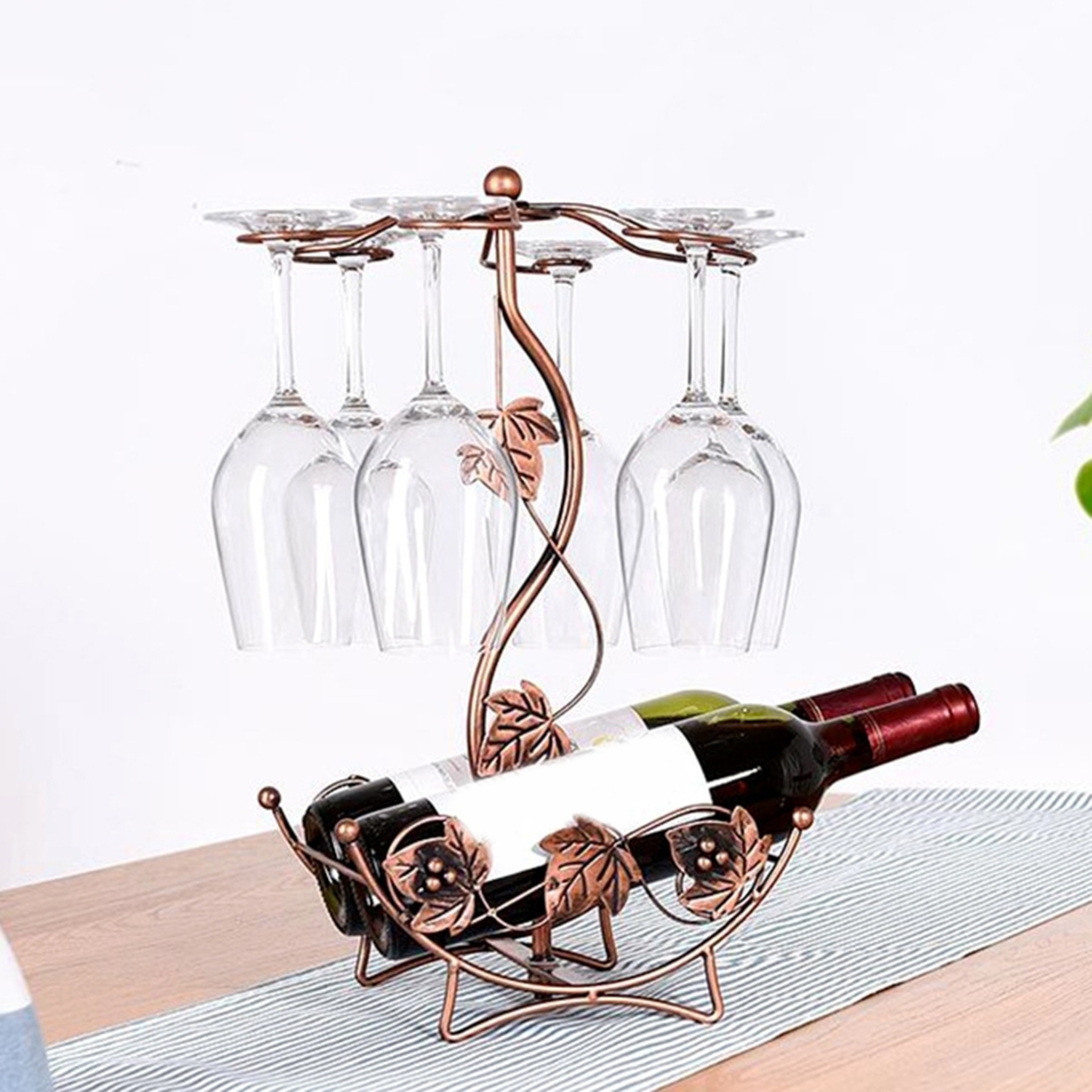 Wan 1 Set Freestanding Storage Rack Multi-use Metal Wine Glass Stemware Holder Stand for Home