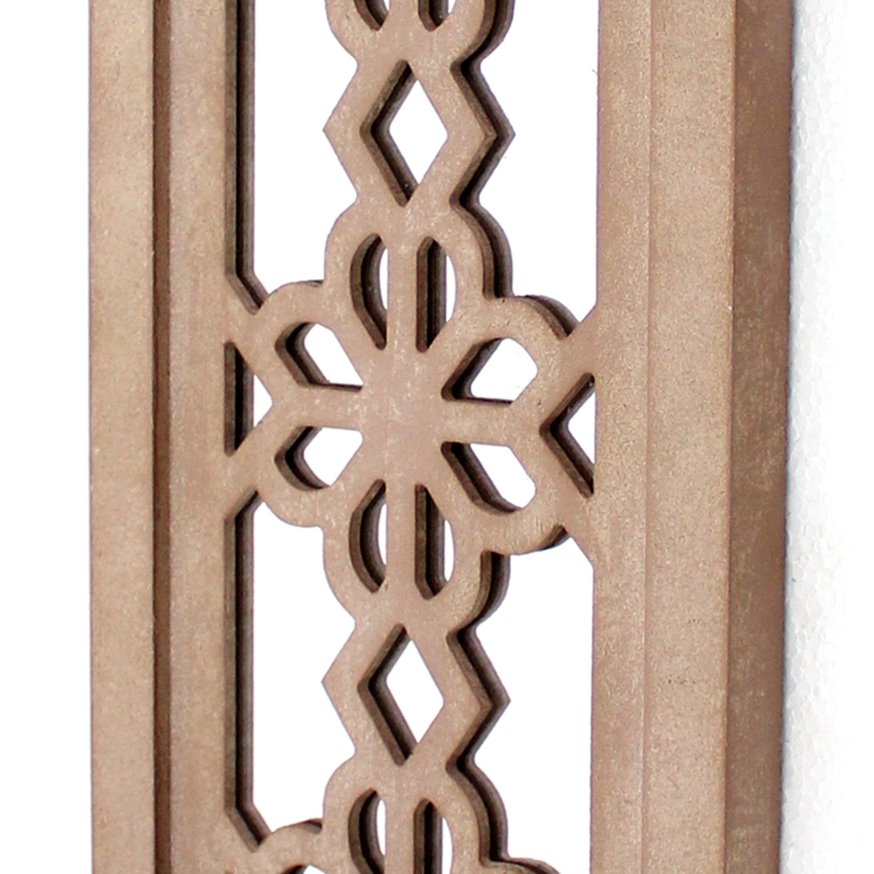 Rectangular Wood Candle Holder With Floral Lattice Design, Set Of 2,Brown- Saltoro Sherpi
