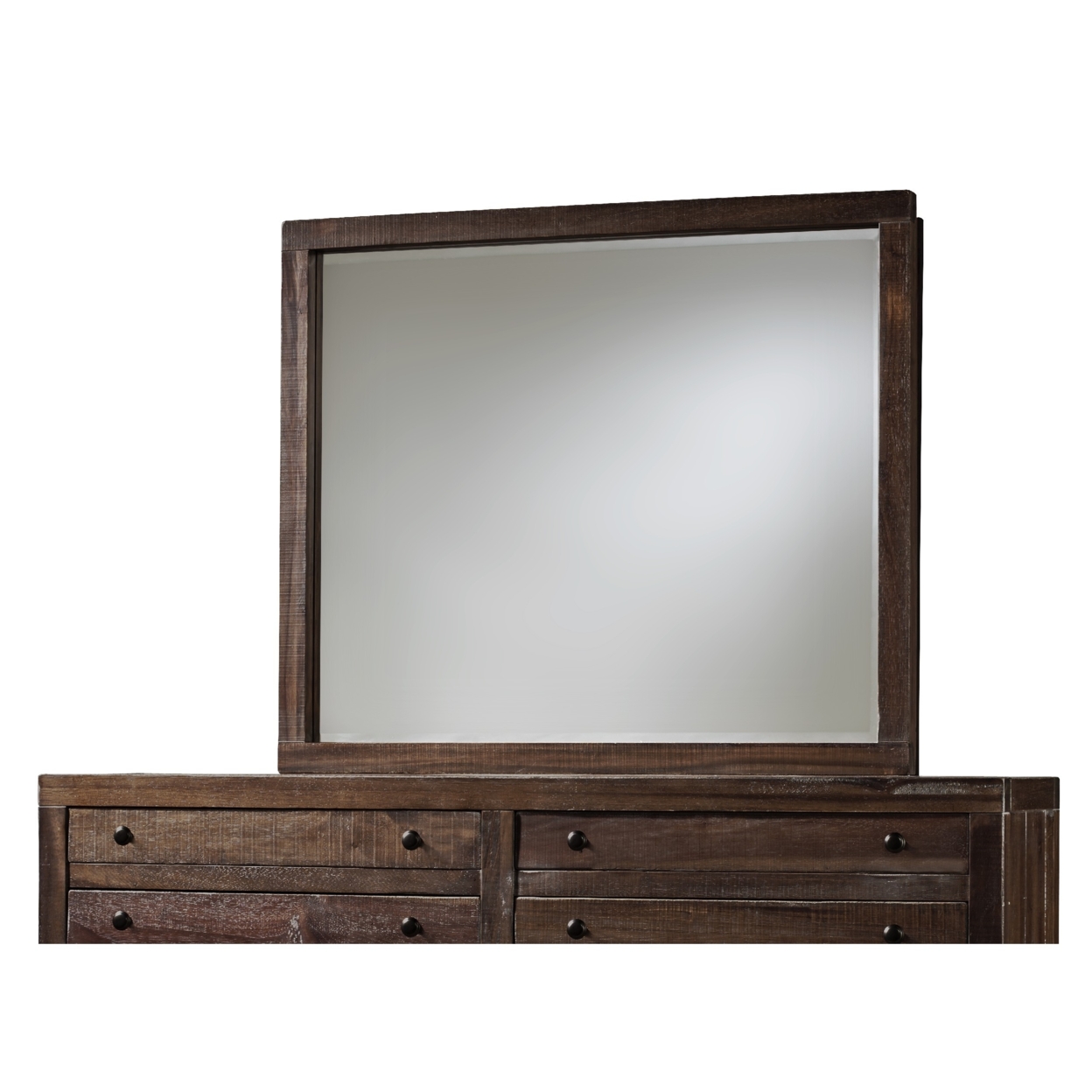 42 Inch Cas Sengon Tekik Wood Dresser Mirror, Rough Hewn, Brown- Saltoro Sherpi