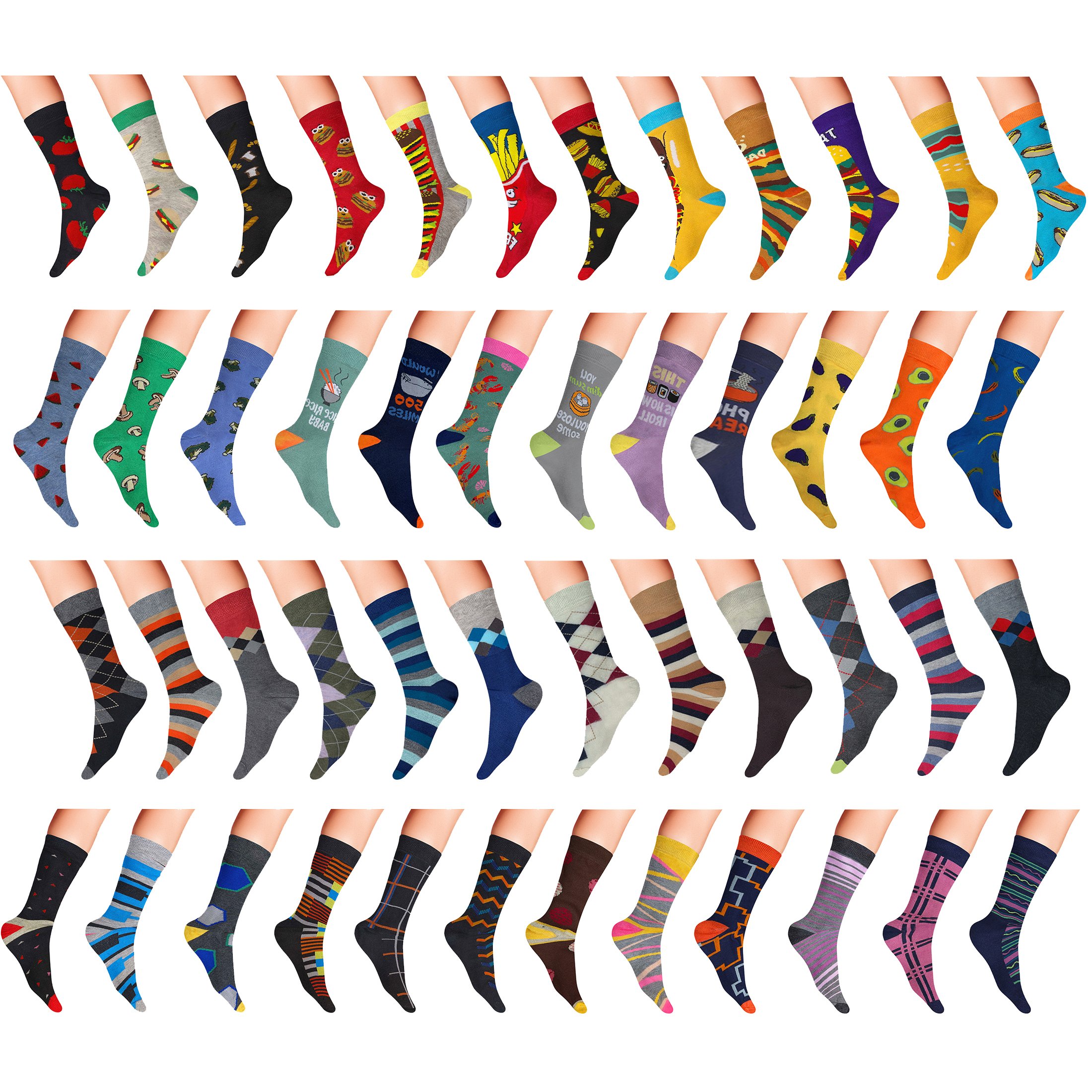 12-Pairs: Men's James Fiallo Premium Quality Funky Dress Socks - Assorted Styles