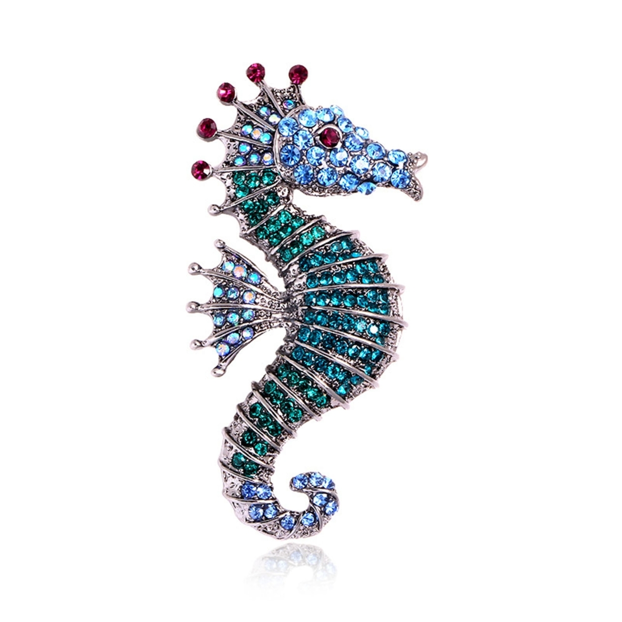 Seahorse Brooch Pin Colored Rhinestone Unisex Shiny Long Lasting Lapel Brooch