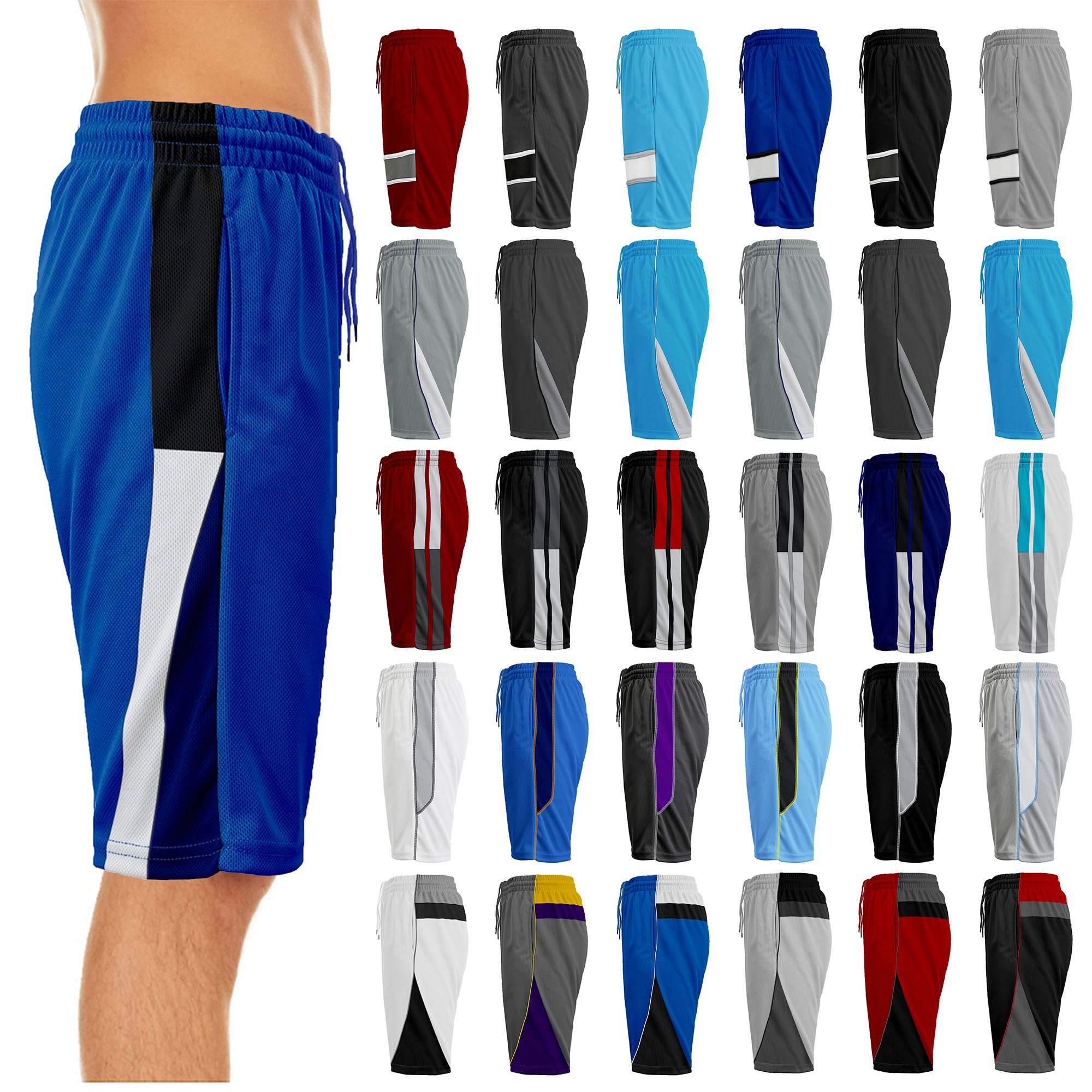 5-Pack: Men's Active Moisture-Wicking Mesh Performance Shorts (S-2XL) - Assorted, Small