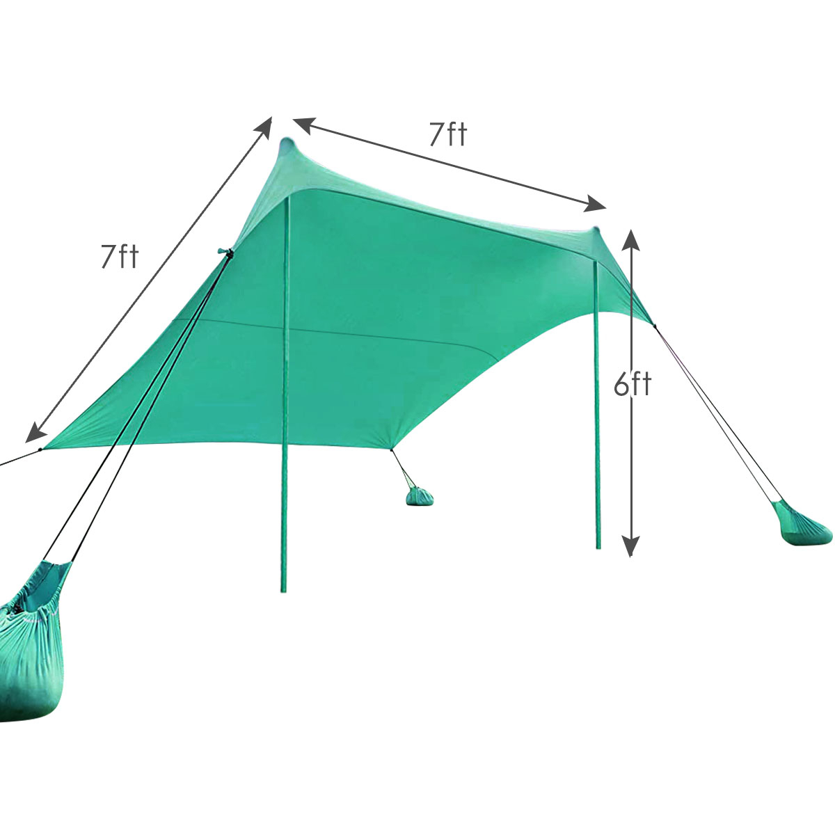 Gymax 7x7 FT Portable Beach Canopy Tent Shelter W/ Sand Anchor Carry Bag - Blue