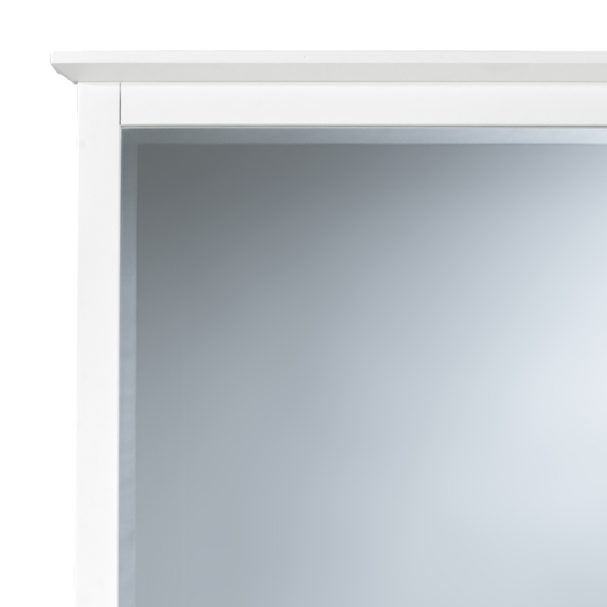 Neo Solid Mahogany Wood Dresser Mirror, Beveled Trim Top, White- Saltoro Sherpi