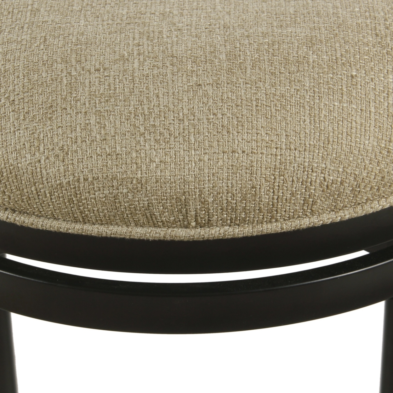 Metal Counter Stool With Swivelling Fabric Padded Seat, Beige And Black- Saltoro Sherpi