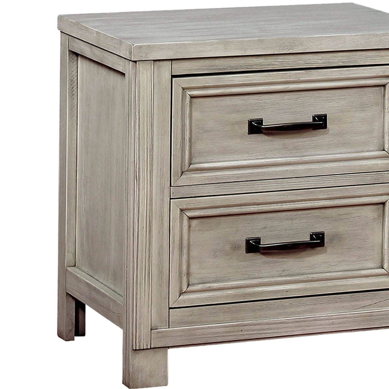 Transitional 2 Drawer Wooden Nightstand With Molded Trim,Antique White- Saltoro Sherpi
