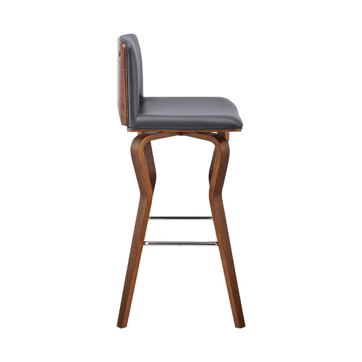 26 Inch Swivel Counter Height Stool With Faux Leather And Wooden Support, Brown And Gray- Saltoro Sherpi