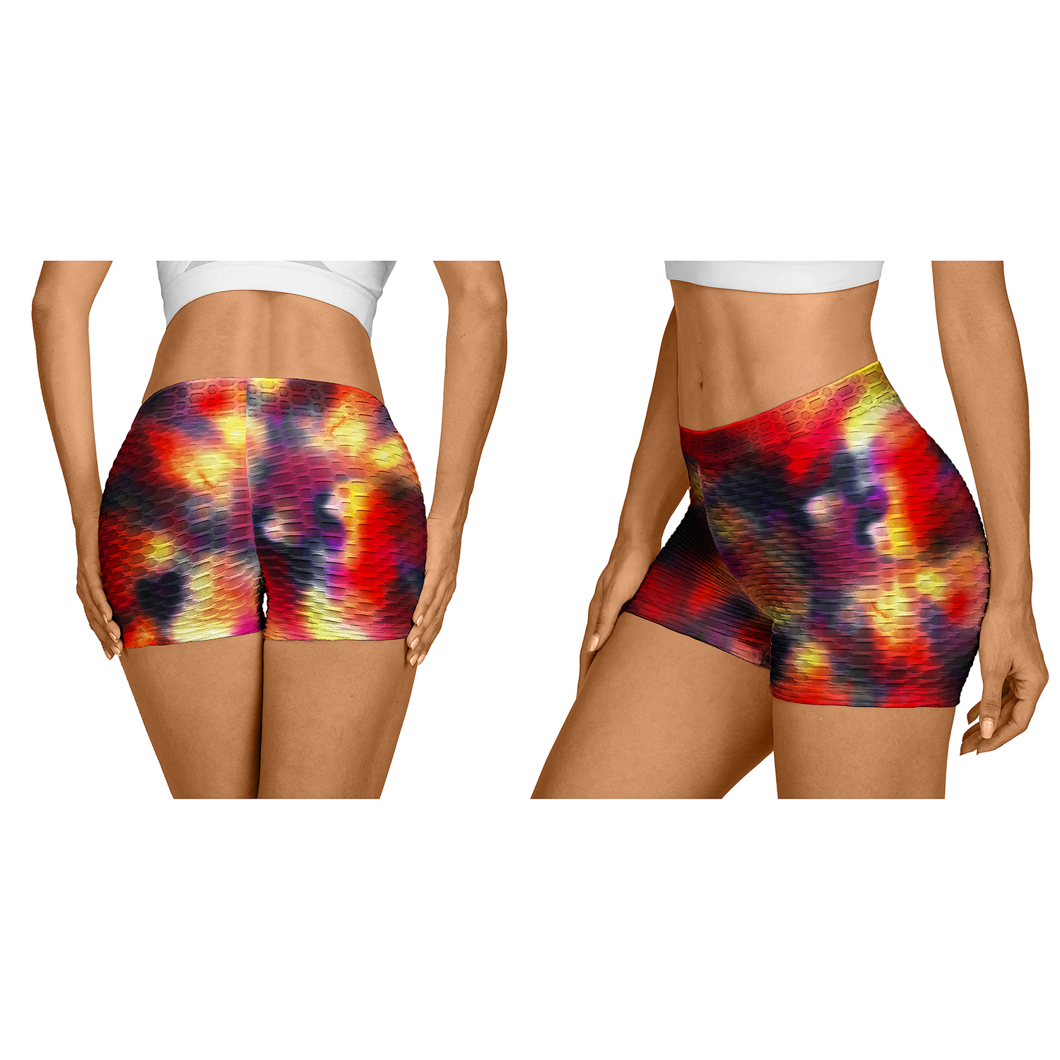 Women's Tie Dyed Low Waisted Workout Shorts - Medium