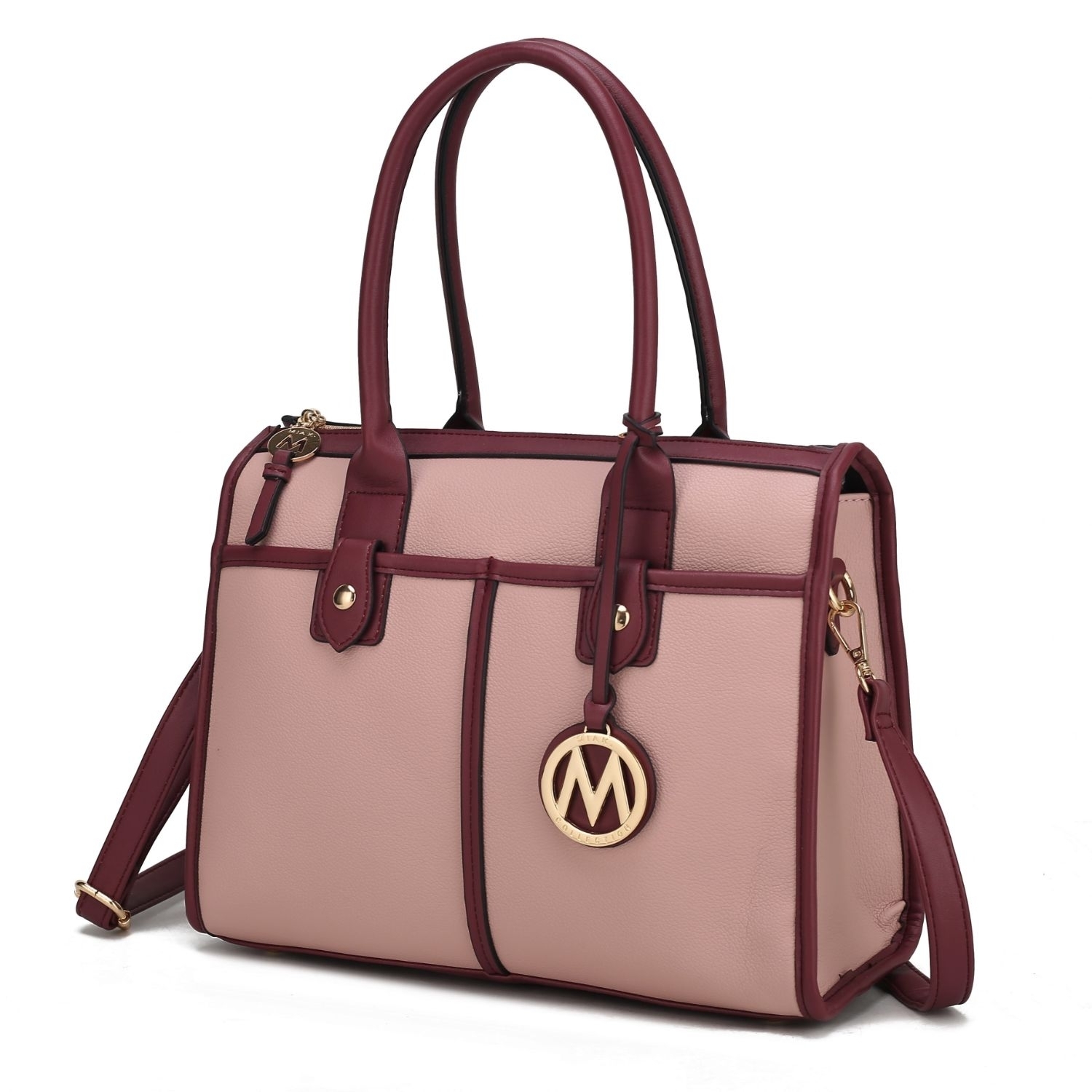MKF Collection Livia Satchel Handbag By Mia K - Pink - Wine