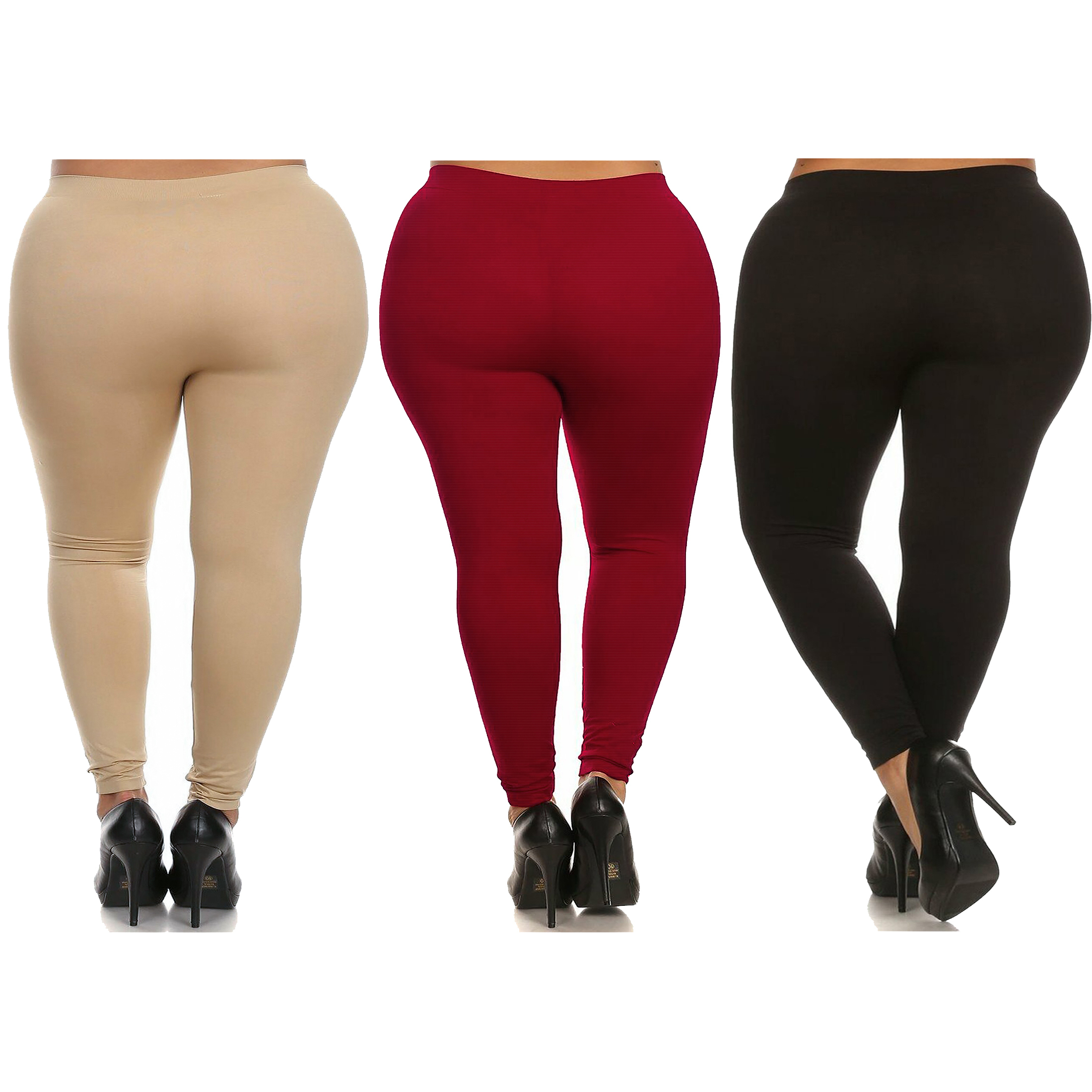 3-Pack: Plus Size Women's Casual Ultra-Soft Workout Yoga Leggings