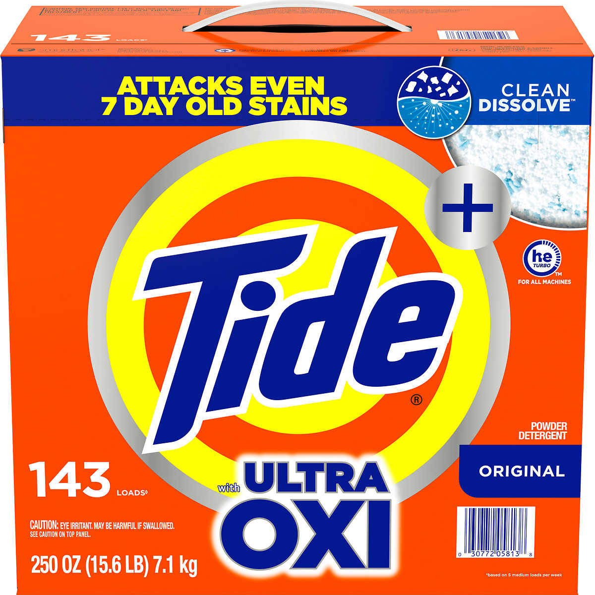 Tide HE Ultra Oxi Powder Laundry Detergent, Original, 250 Ounce