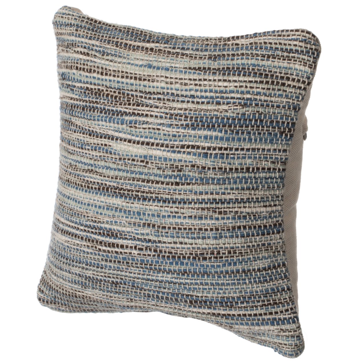 16 Handwoven Wool & Cotton Throw Pillow Cover With Woven Knit Texture - Blue With Cushion