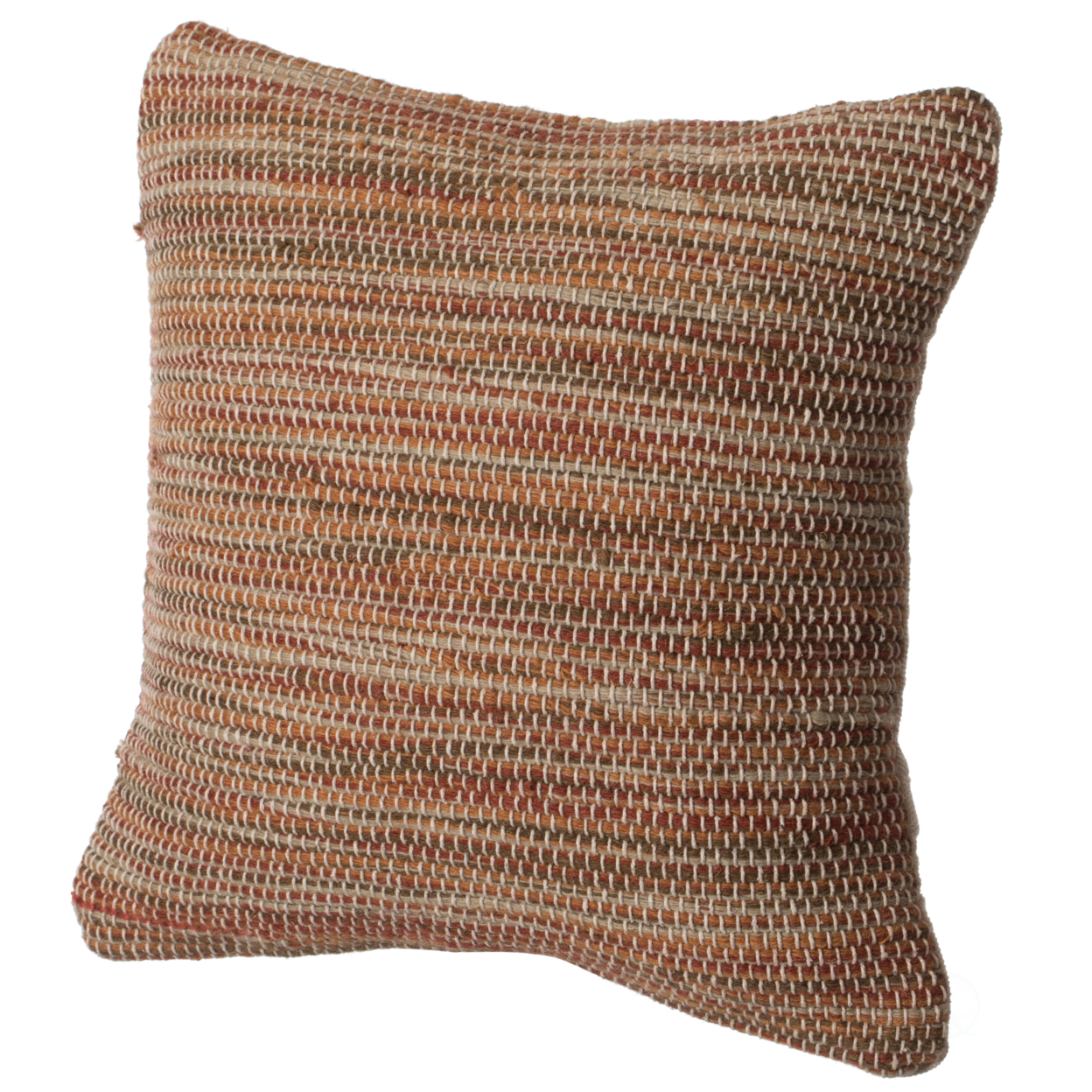 16 Handwoven Wool & Cotton Throw Pillow Cover With Woven Knit Texture - Rust