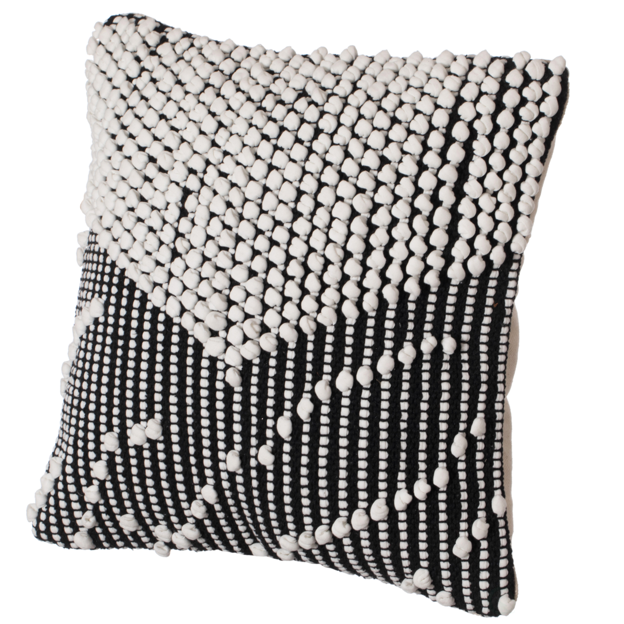 16 Decorative Handwoven Cotton Throw Pillow Cover With Embossed Dots - Black