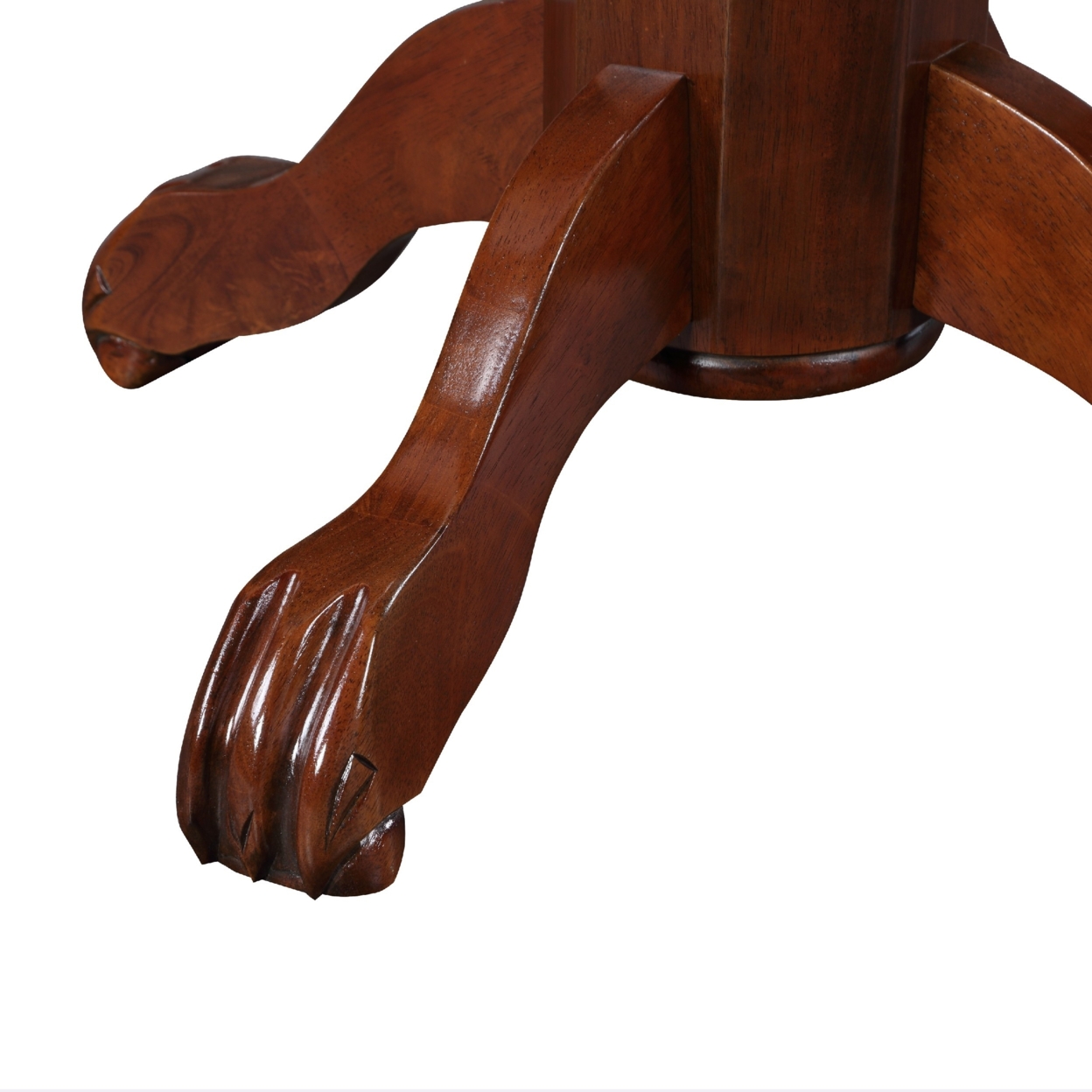 Ava 42 Inch Pub Bar Table, Wood, Round Sunburst Design, Carved Pedestal, Espresso Brown