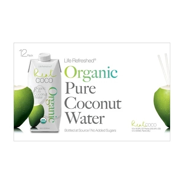 Real Coco Organic Pure Coconut Water, 16.9 Fluid Ounce (Pack Of 12)