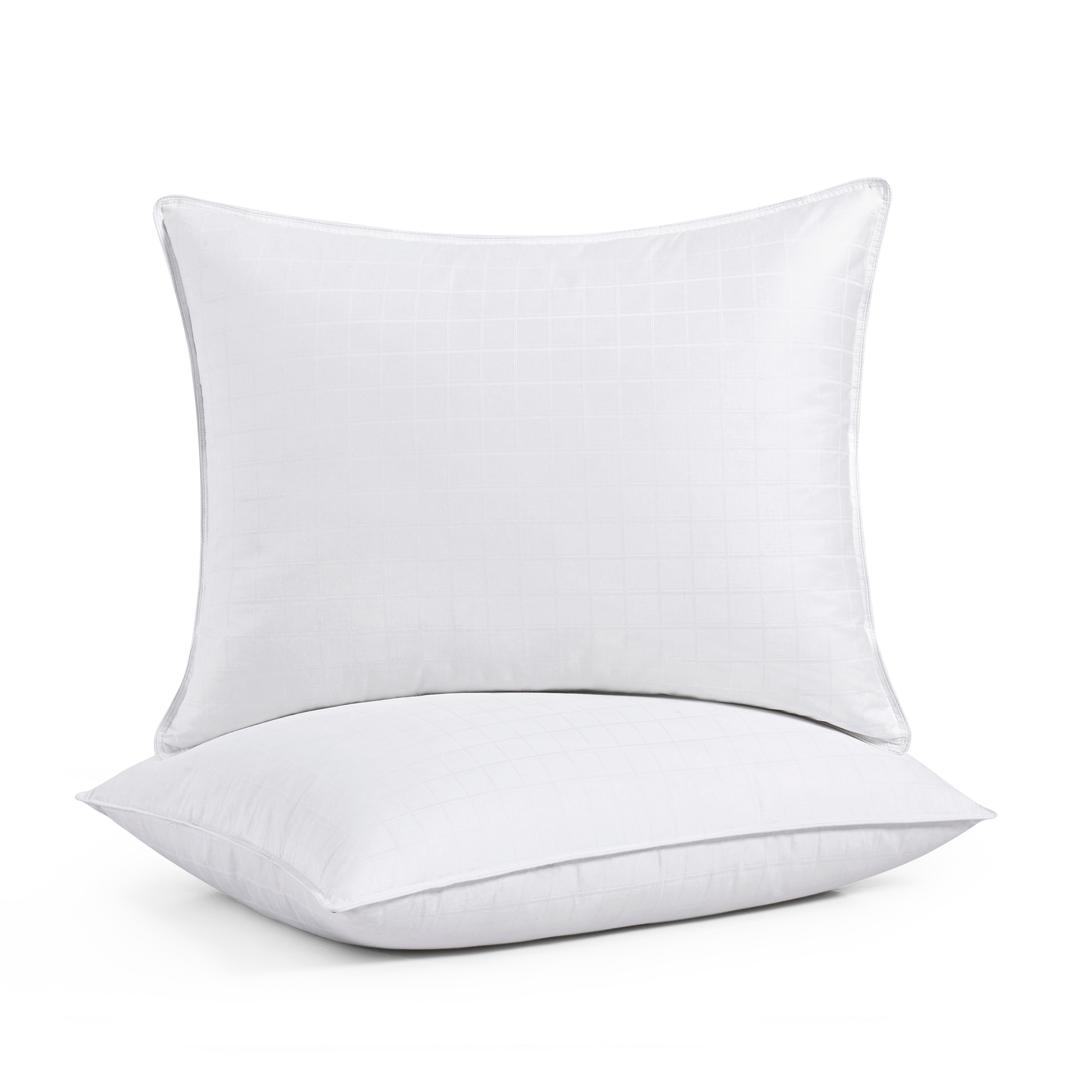 Hotel Luxury Premium White Goose Down Pillow For Sleeping, Pillow-in-a- Pillow Design, Cotton Fabric, Side And Back Sleepers, Set Of 2 - Que
