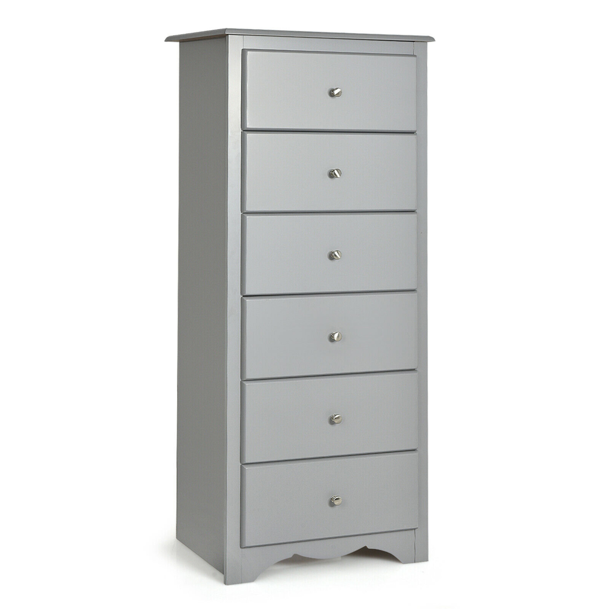 6 Drawer Chest Dresser Clothes Storage Bedroom Tall Furniture Cabinet - Grey