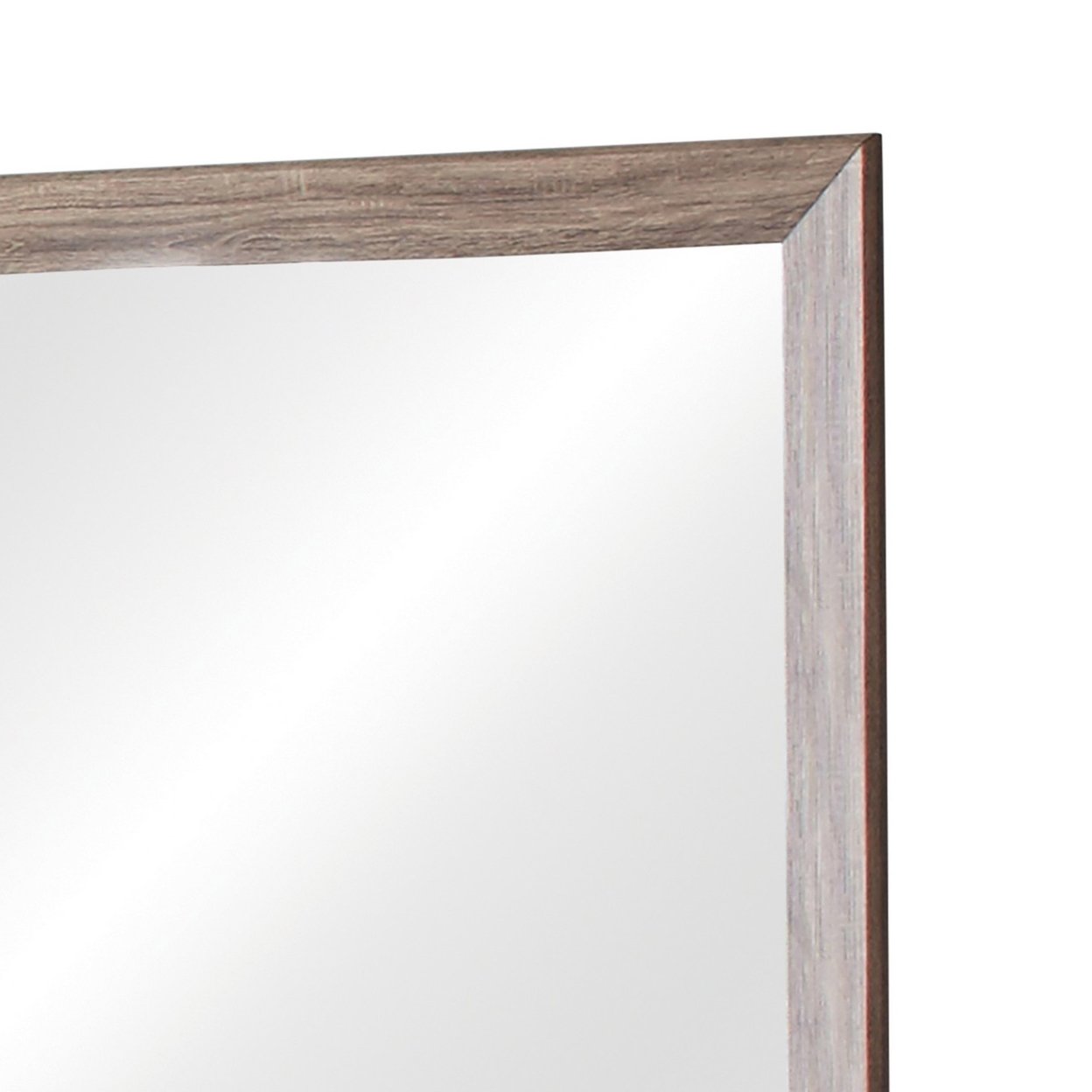 Mirror With Rectangle Wooden Frame And Washed Look, Brown- Saltoro Sherpi