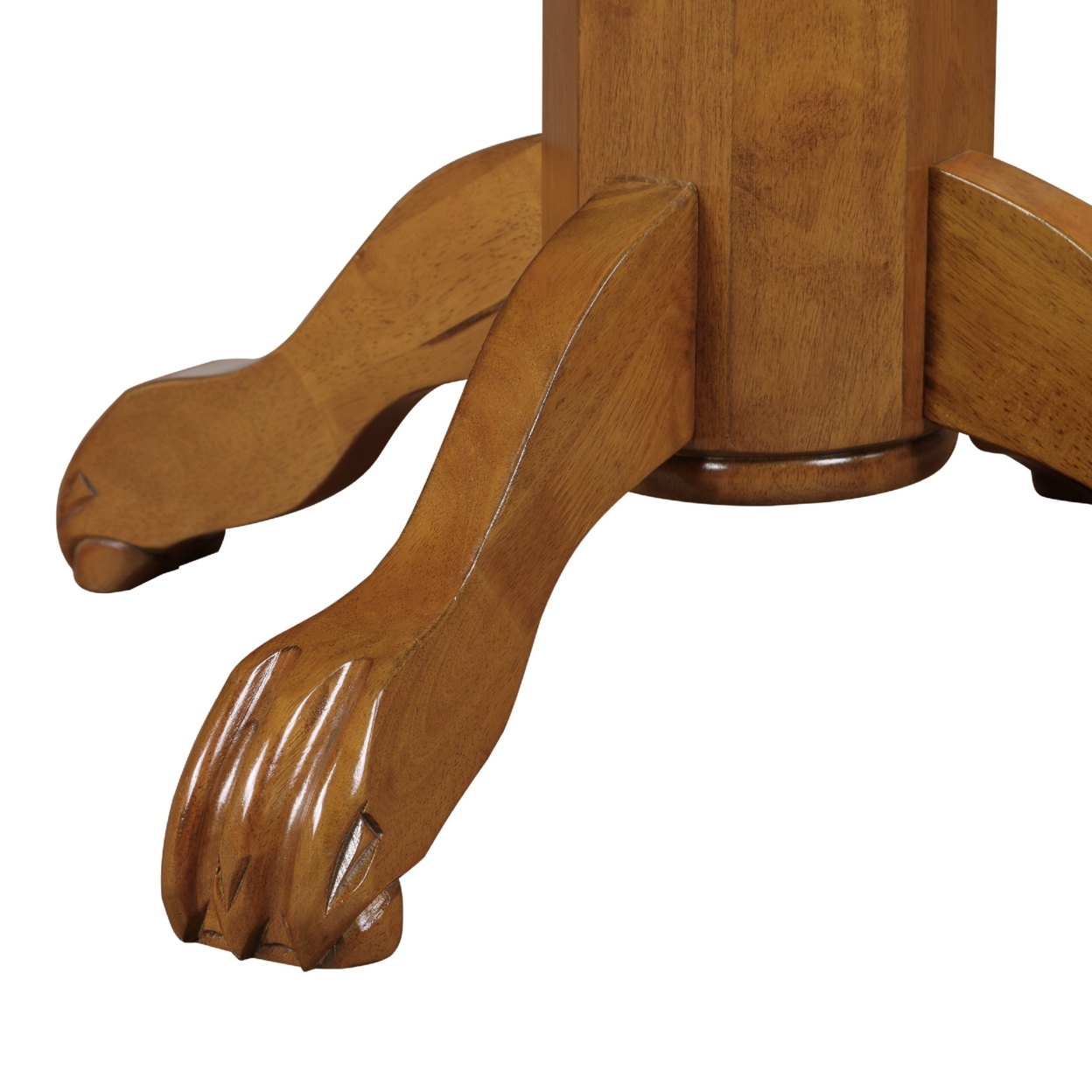 Ava 42 Inch Wood Pub Bar Table, Sunburst Design, Carved Pedestal, Oak- Saltoro Sherpi