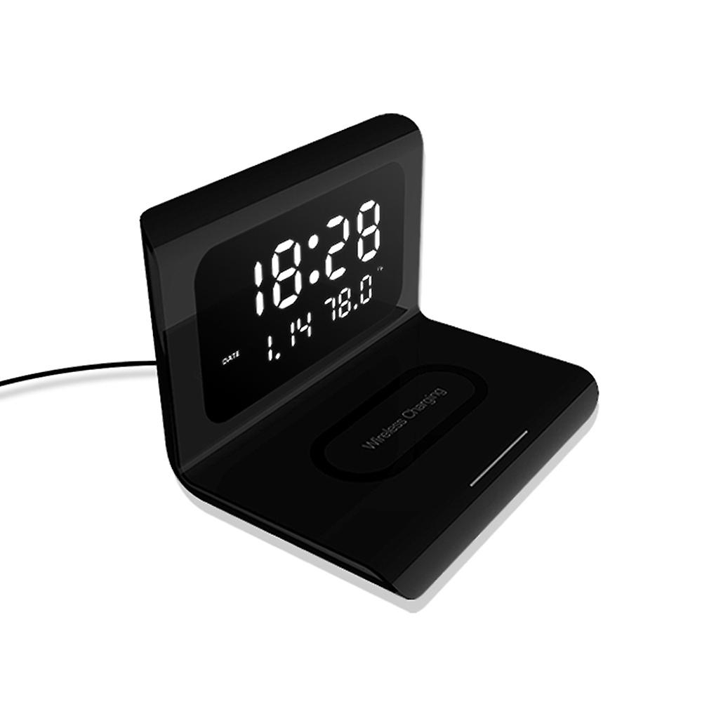 10w Wireless Charger Pad Led Display Alarm Clock - Black