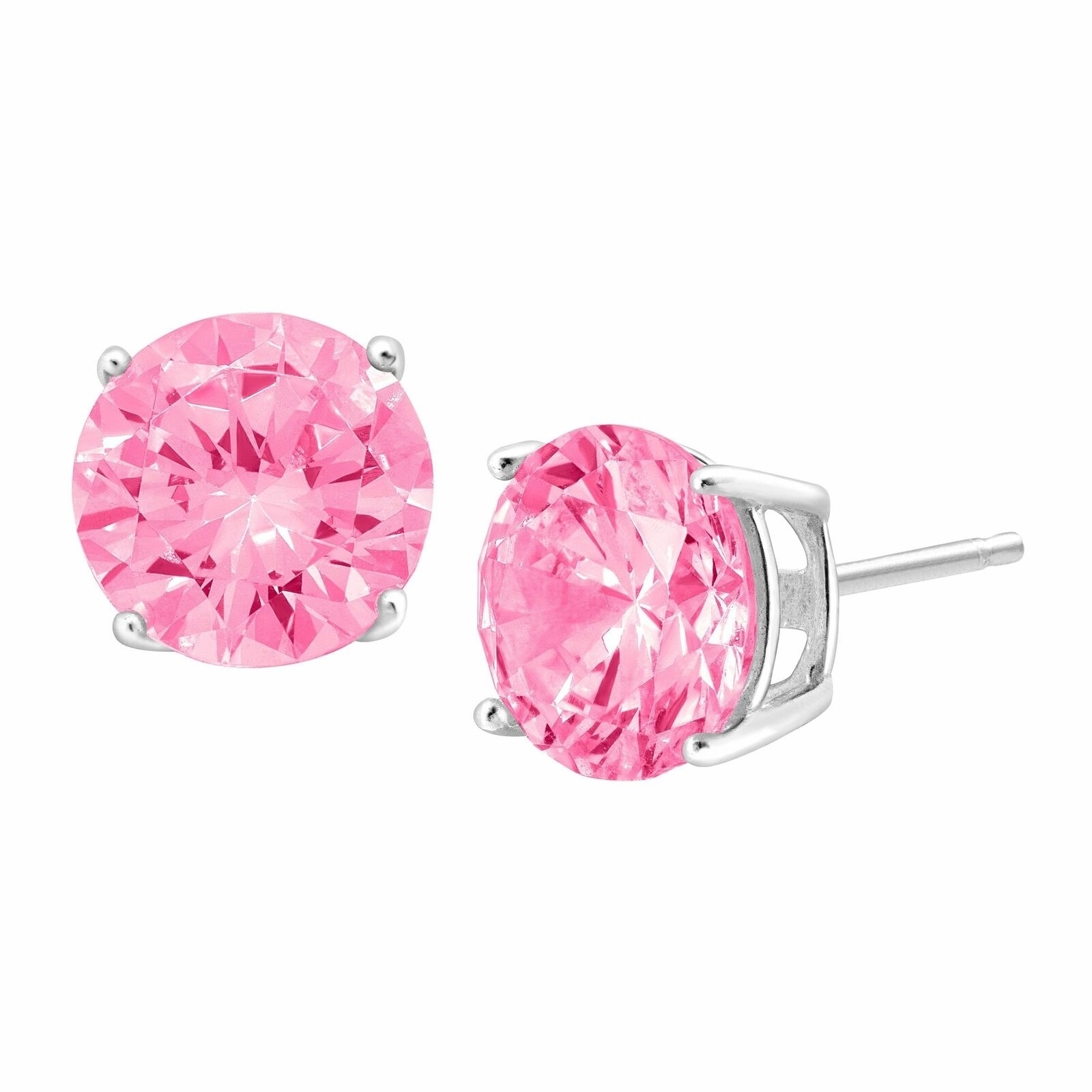 925 2.00 Cttw Genuine Pink Sapphire Gemstone Studs