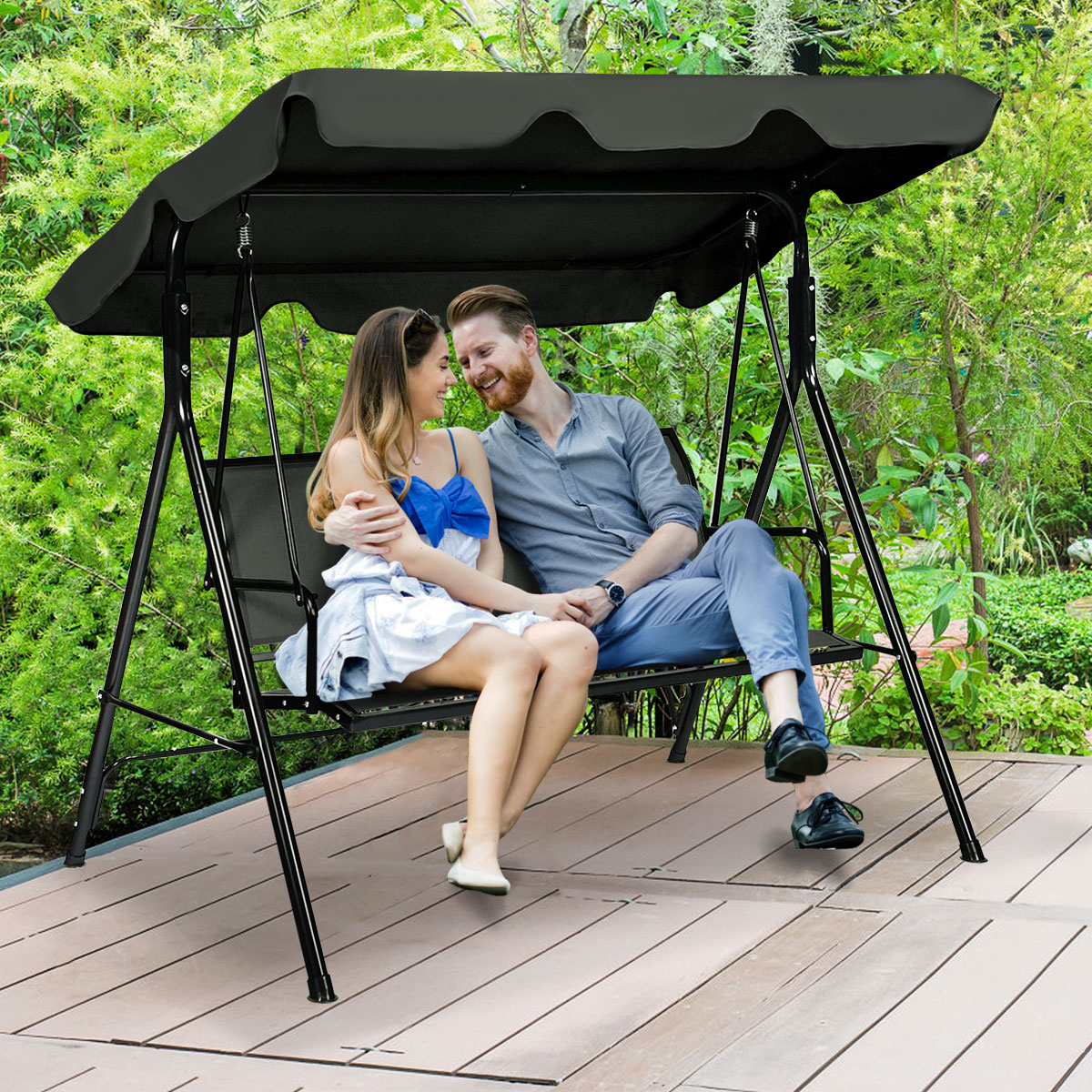 Outdoor Porch Swing Canopy Patio Swing Chair 3 Person Canopy Hammock
